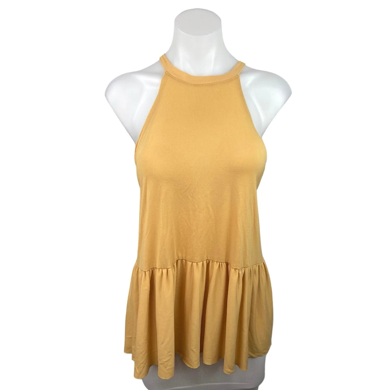 Kimchi Blue Yellow High Neck Sleeveless Pullover Peplum Tank Top Size M