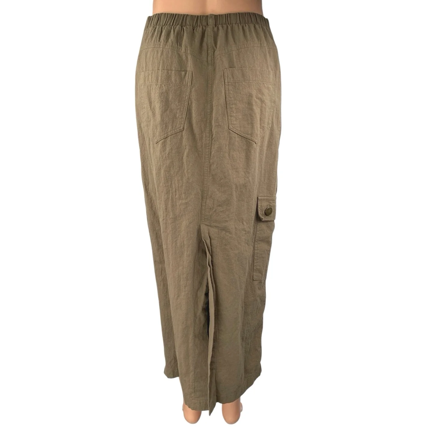 Kirious Brown High Rise Button Zip Slit Maxi Cargo Straight Pencil Skirt Size S - Image 3