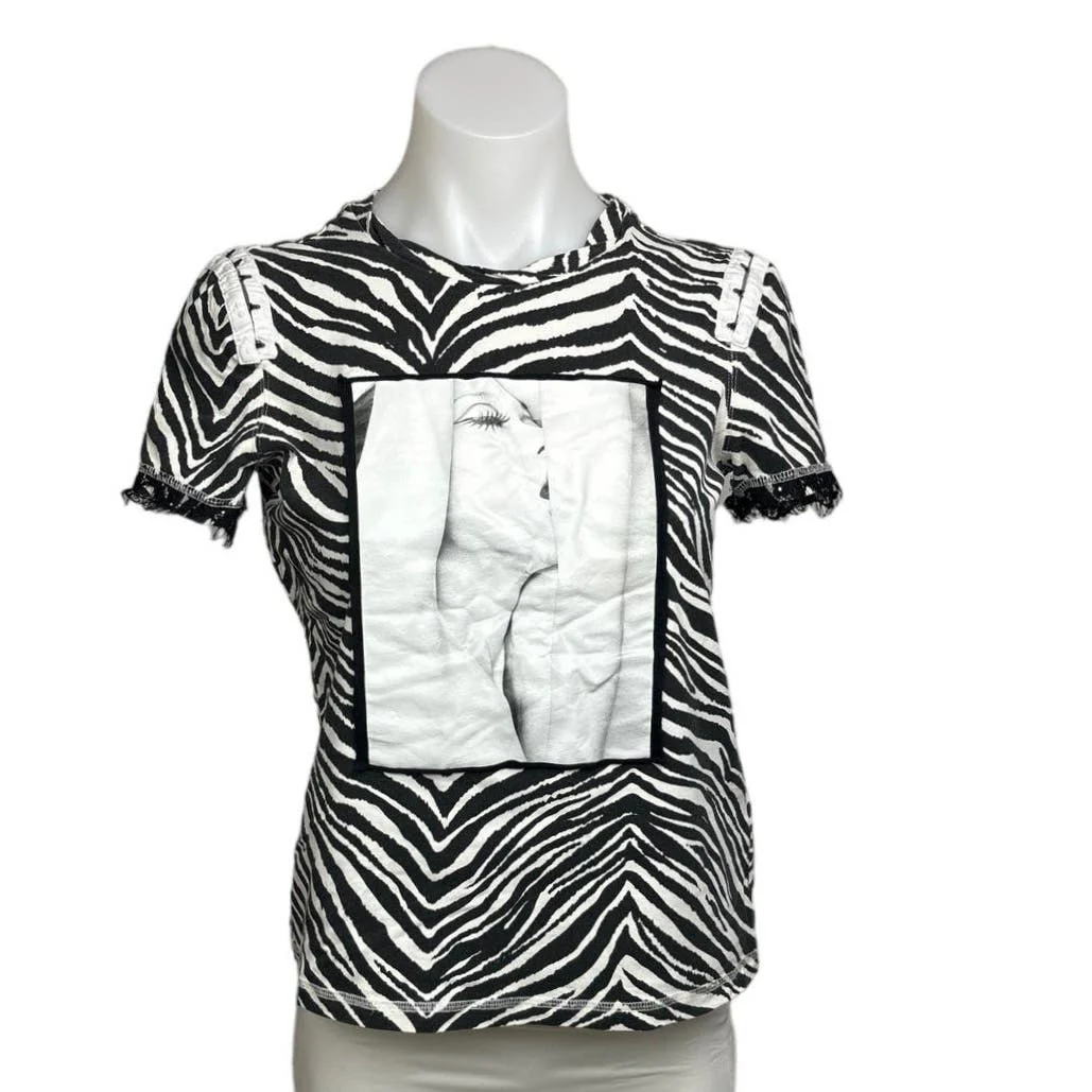 Kishin Shinoyama x Opening Ceremony Black White Zebra Nude Graphic T-Shirt Sz XS