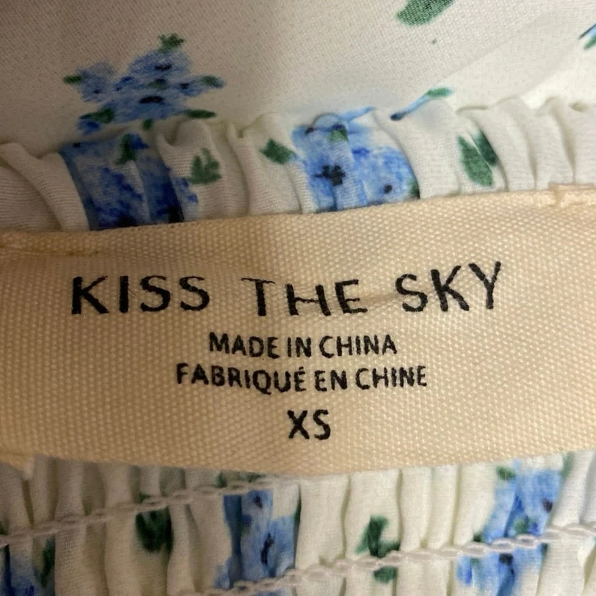 Kiss The Sky Juliette White Blue Floral Sleeveless Cami Camisole Maxi Dress XS - Image 4