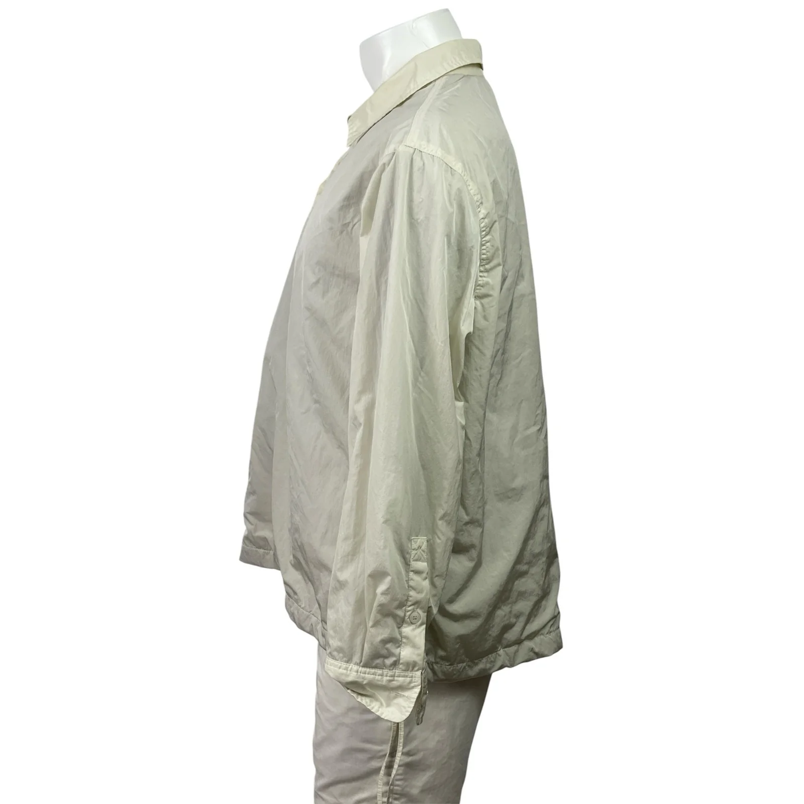 Kith Men's Beige Cream Long Sleeve Tie Hem Collared Polo Sweatshirt Top Size L - Image 2