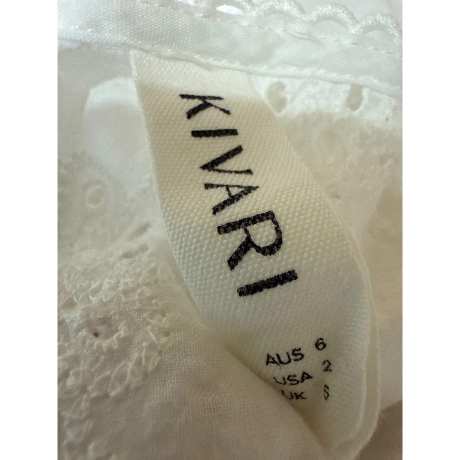Kivary White Floral Lace Eyelet Embroidered Puff Sleeve V-Neck Crop Blouse Top 2 - Image 3