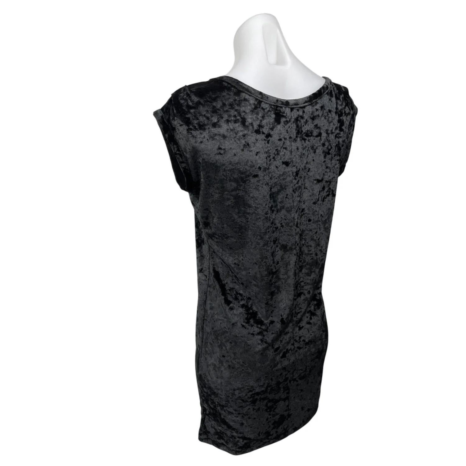 Knot Sister Black Sleeveless Crushed Velvet Velour Mini Tank Bodycon Dress XS - Image 2