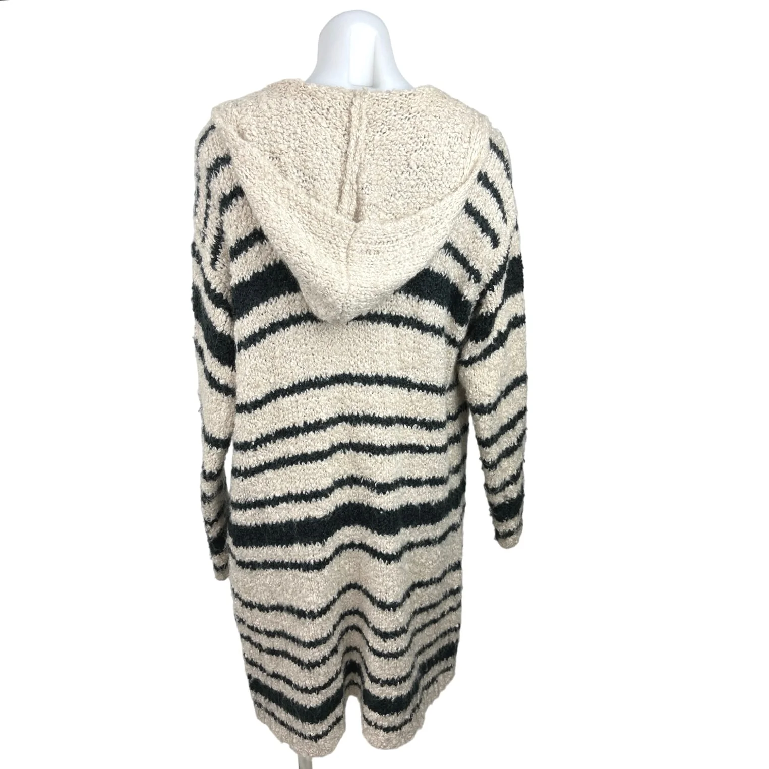 Knox Rose Multicolor Striped Long Sleeve Hooded Open Front Cardigan Sweater Sz M - Image 3