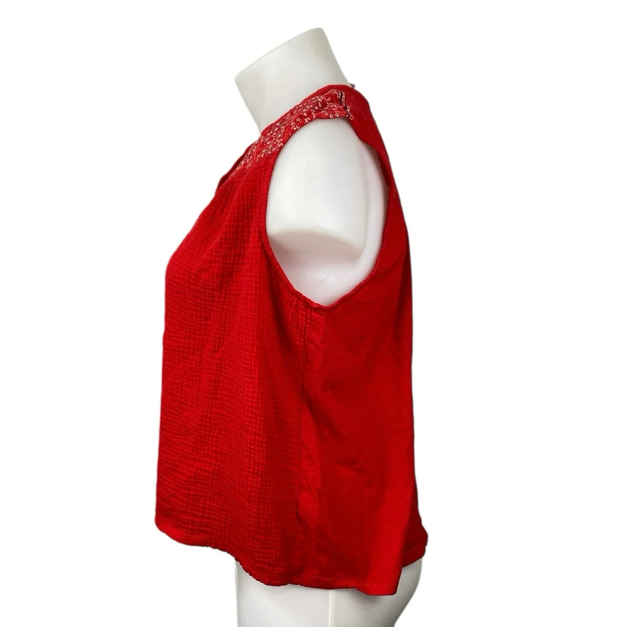 Knox Rose Women's Red Sleeveless Floral Cotton Gauze Crop Blouse Tank Top Sz XXL - Image 3
