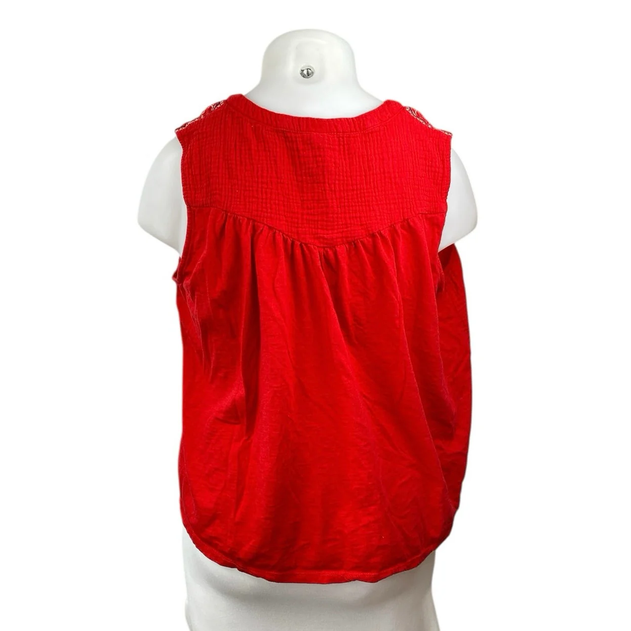 Knox Rose Women's Red Sleeveless Floral Cotton Gauze Crop Blouse Tank Top Sz XXL - Image 4