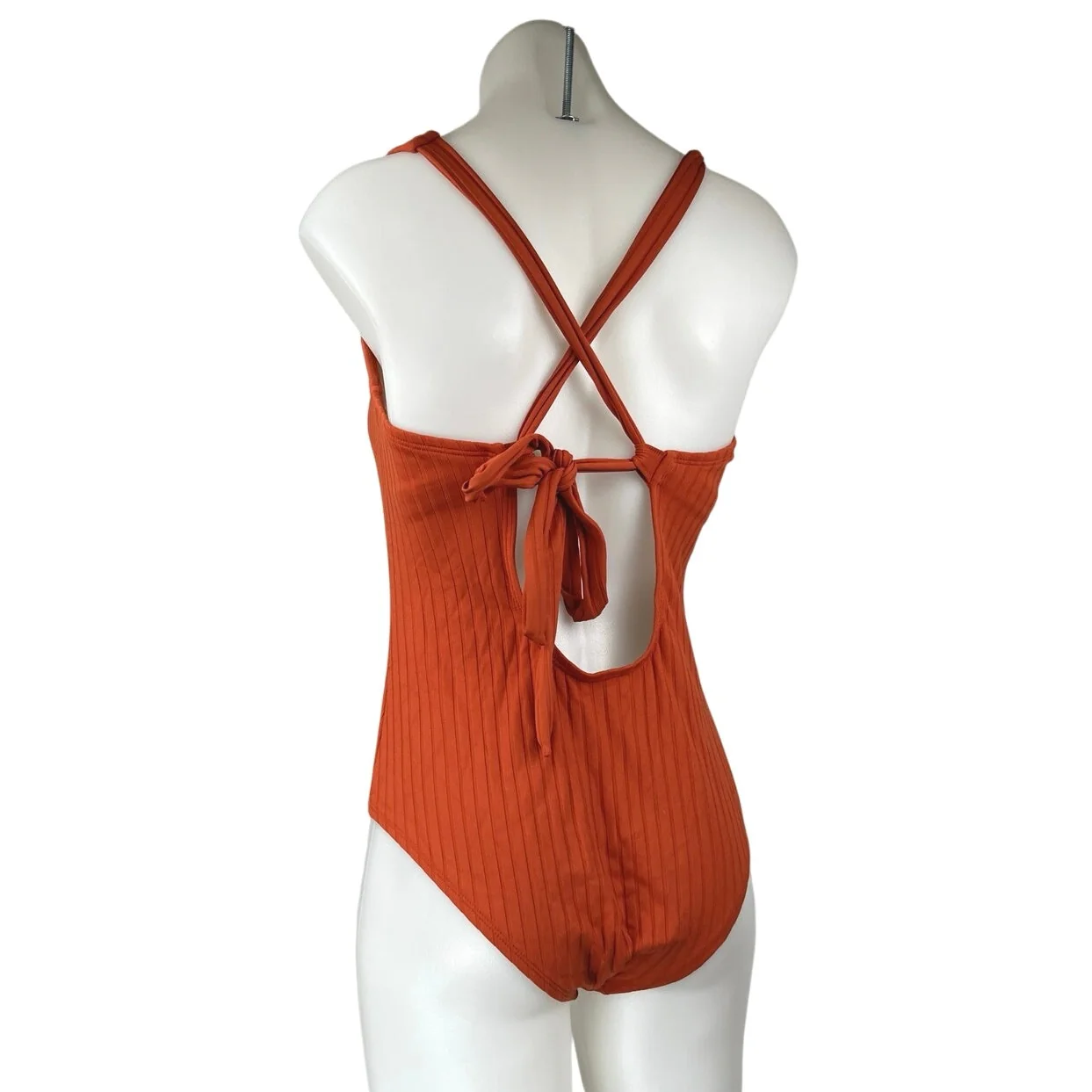 Kona Sol Orange Brown Ribbed Ring Keyhole One Piece Swim Bikini Swimsuit Size M - Image 2