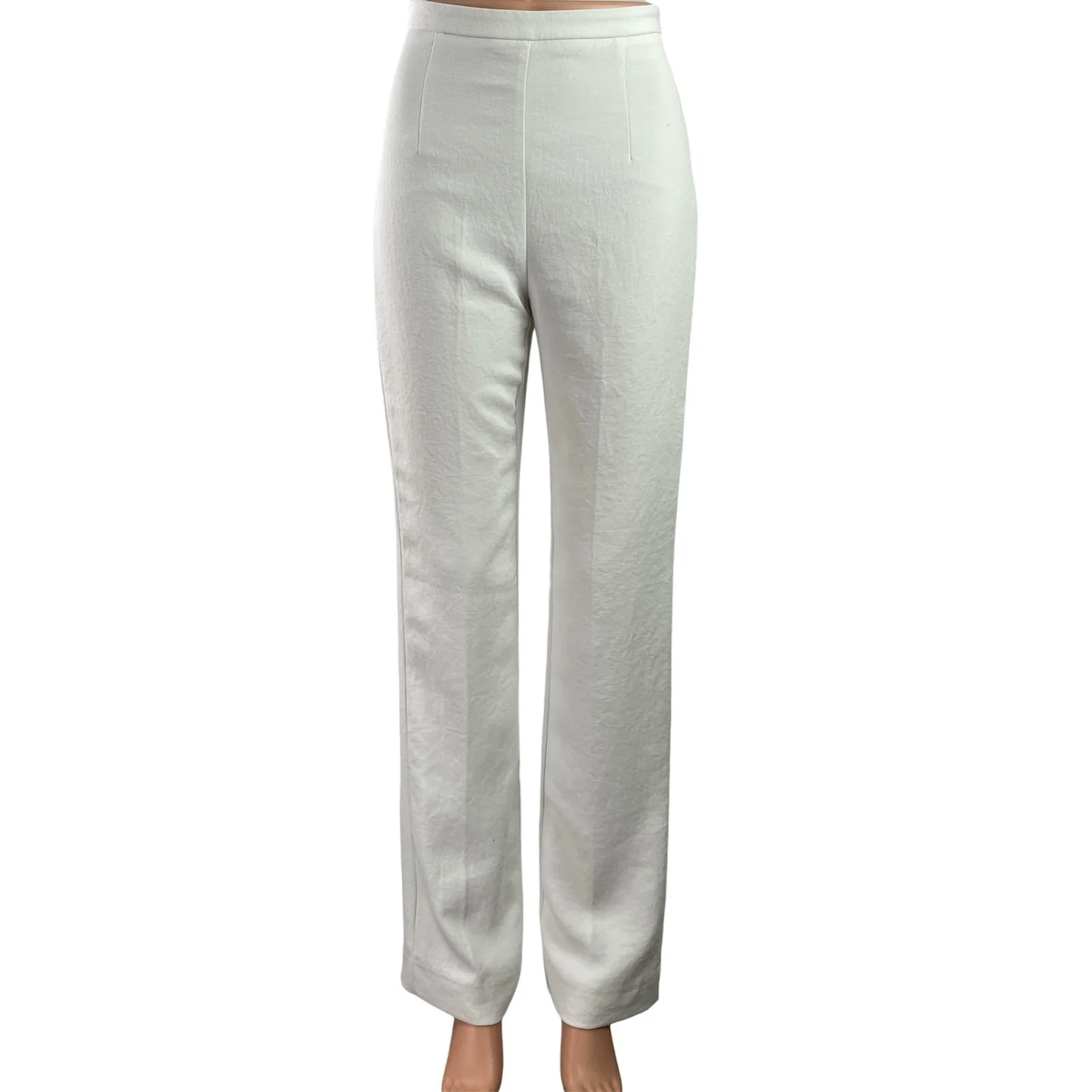 Kookai Oyster Tailored Women White High Rise Straight Leg Trousers Pants Size 34