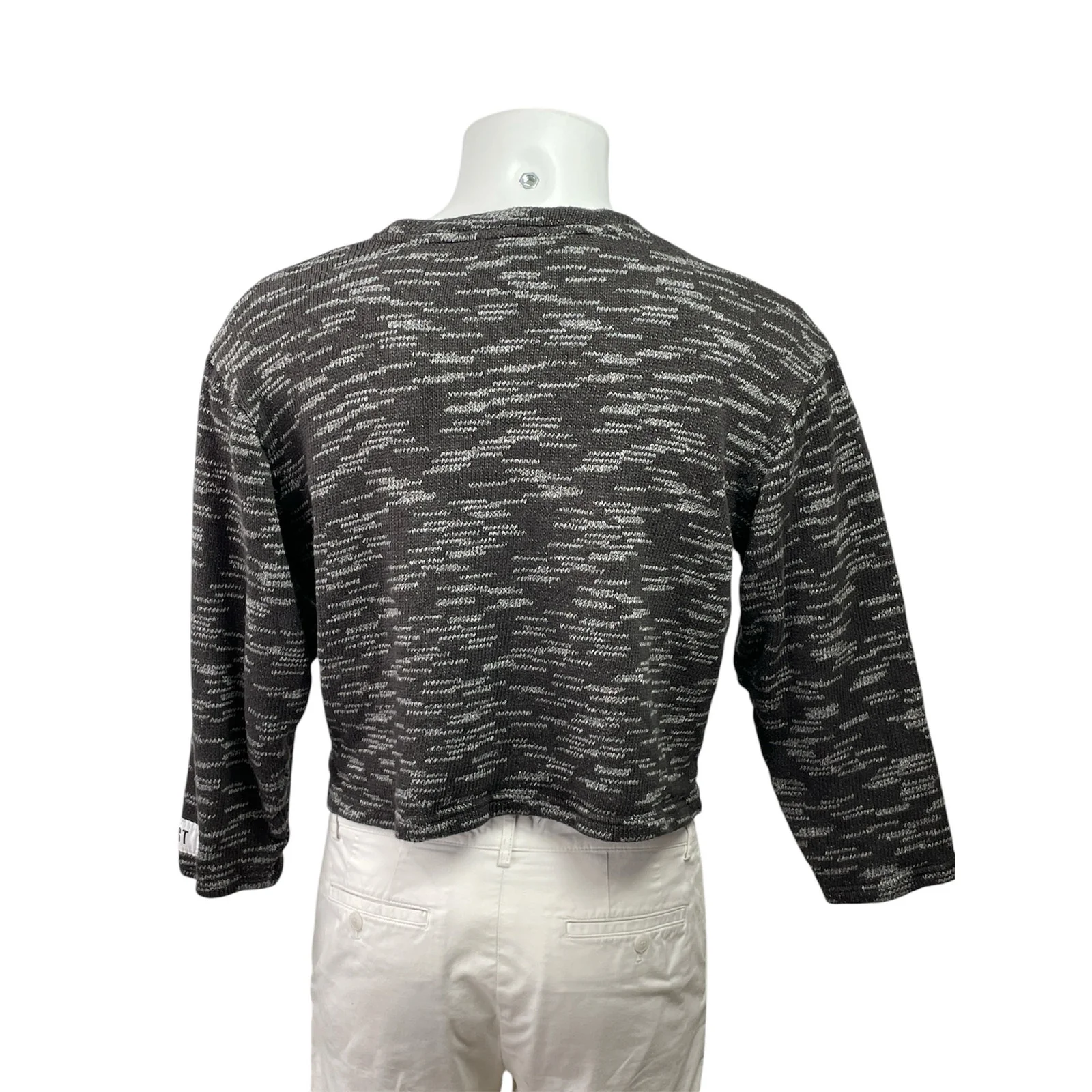 KROST Granite Mens Black Crew Neck Long Sleeve Cropped Sweater Tee Top Size M - Image 3