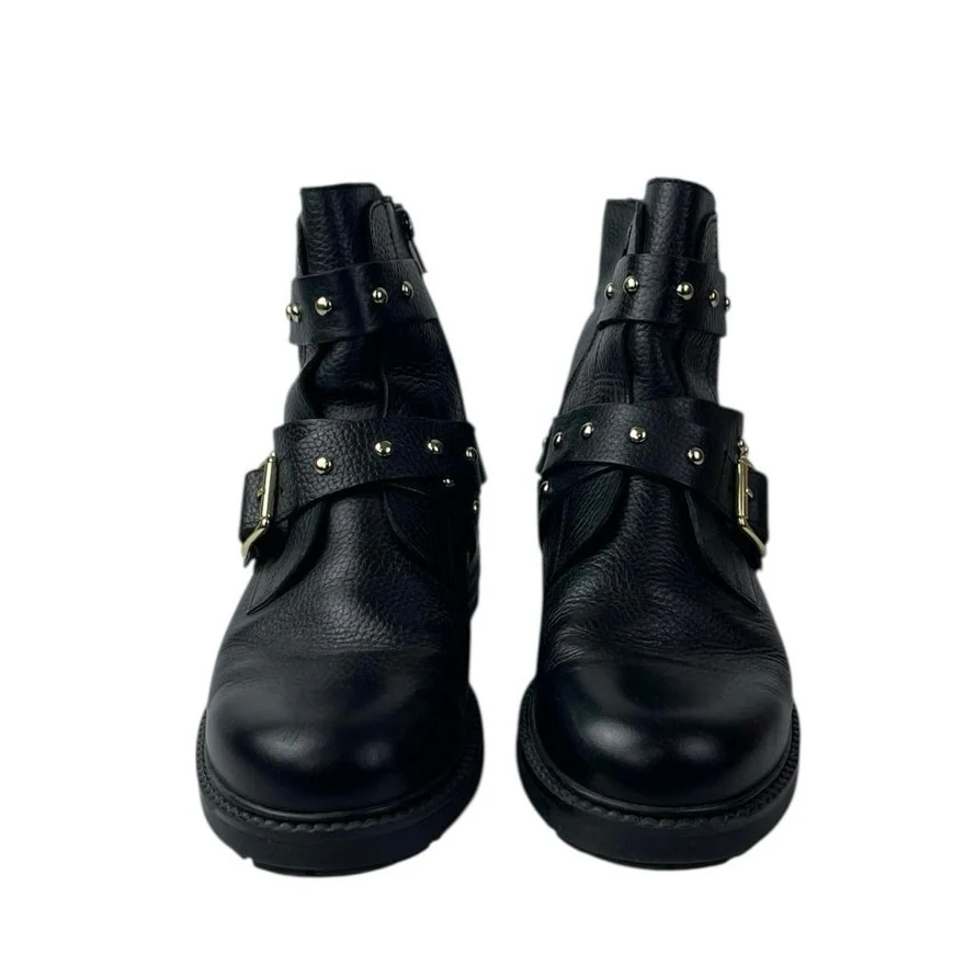 Kurt Geiger Stinger Womens Black Leather Buckle Strap Moto Biker Boots 40 US 9.5 - Image 2