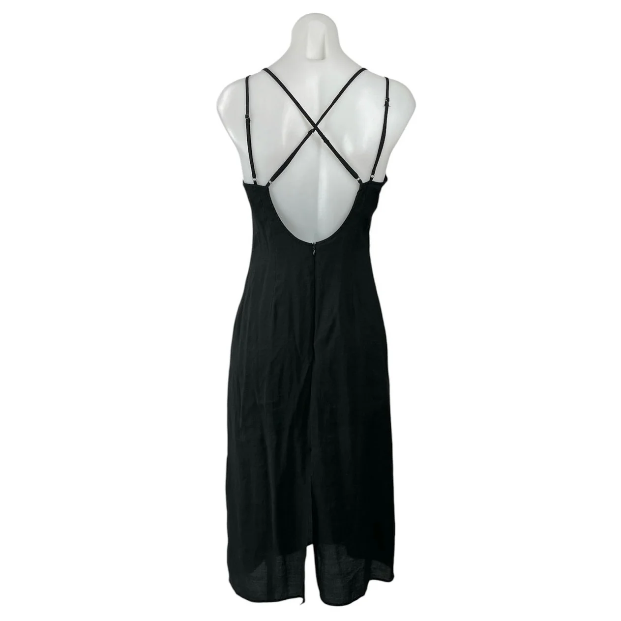 L.A. Hearts Black Lace Sleeveless V Neck Cami Camisole Slit Midi Slip Dress Sz S - Image 3
