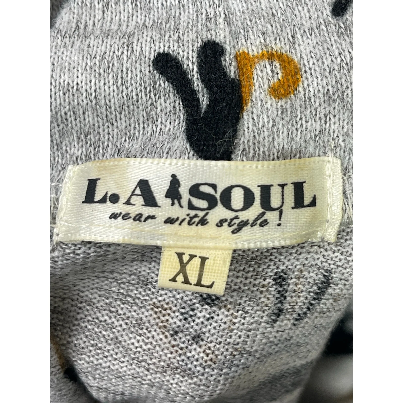 L.A. Soul Gray Animal Print Short Sleeve Cowl Neck Mini Tunic Shift Dress Sz XL - Image 3