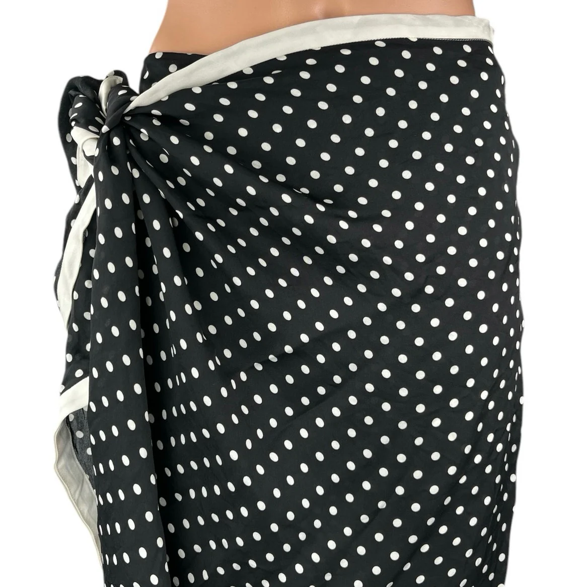 L' Academie Women's Black White Polka Dot Side Zip Midi Sarong Wrap Skirt Size S - Image 4