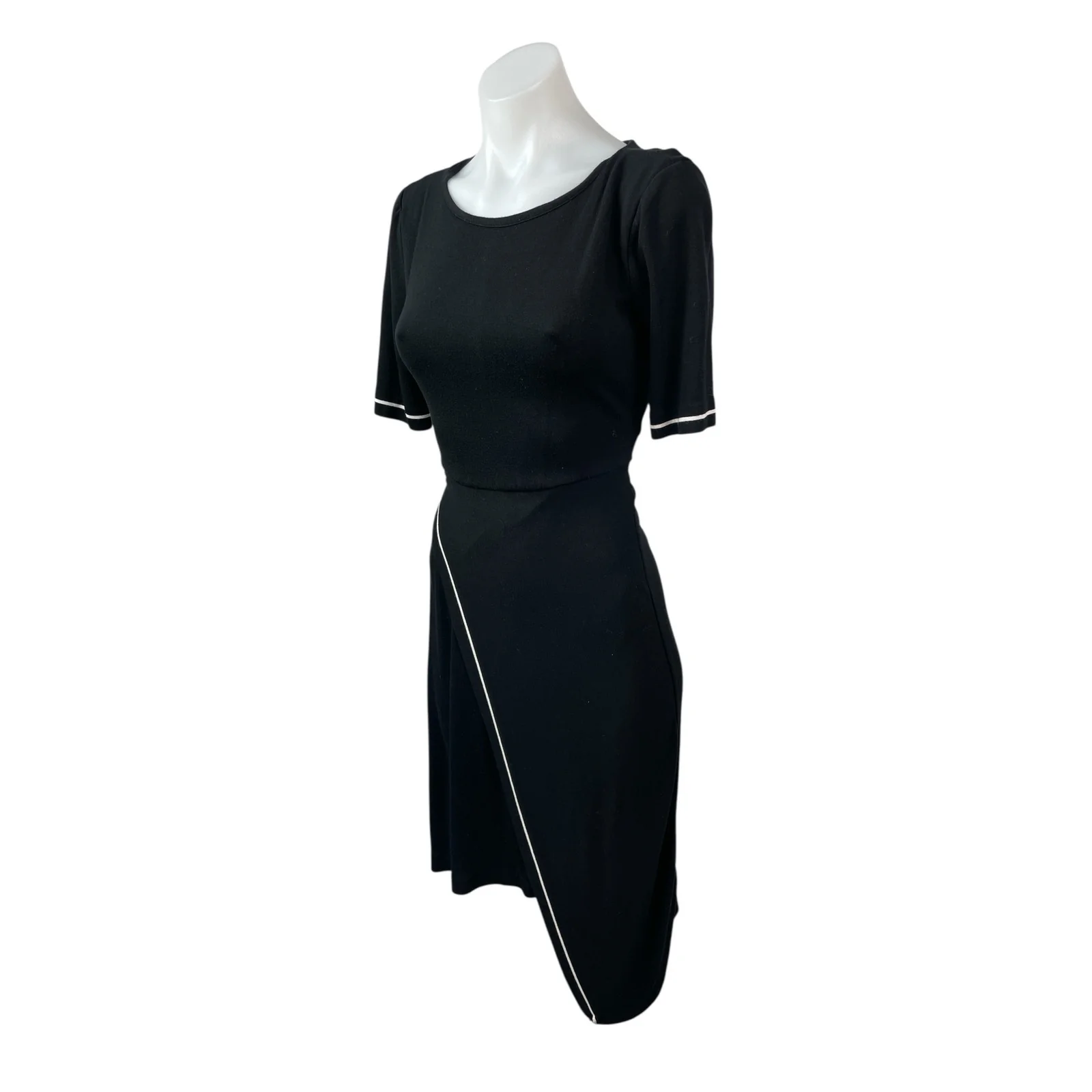 L.K. Bennett Eliana Black Half Sleeve Wrap Asymmetric Midi Sheath Dress Size XS - Image 3