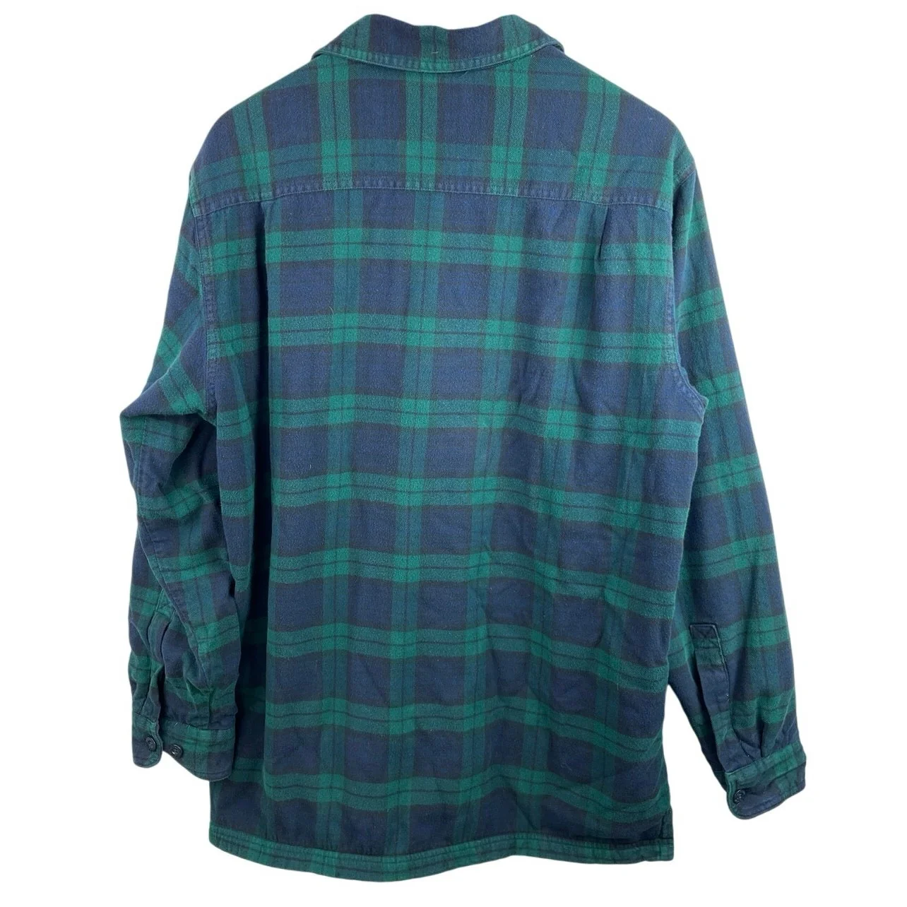 L.L. Bean Men's Fleece Green Plaid Checkered Flannel Button Down Shirt Top Sz M - Image 2