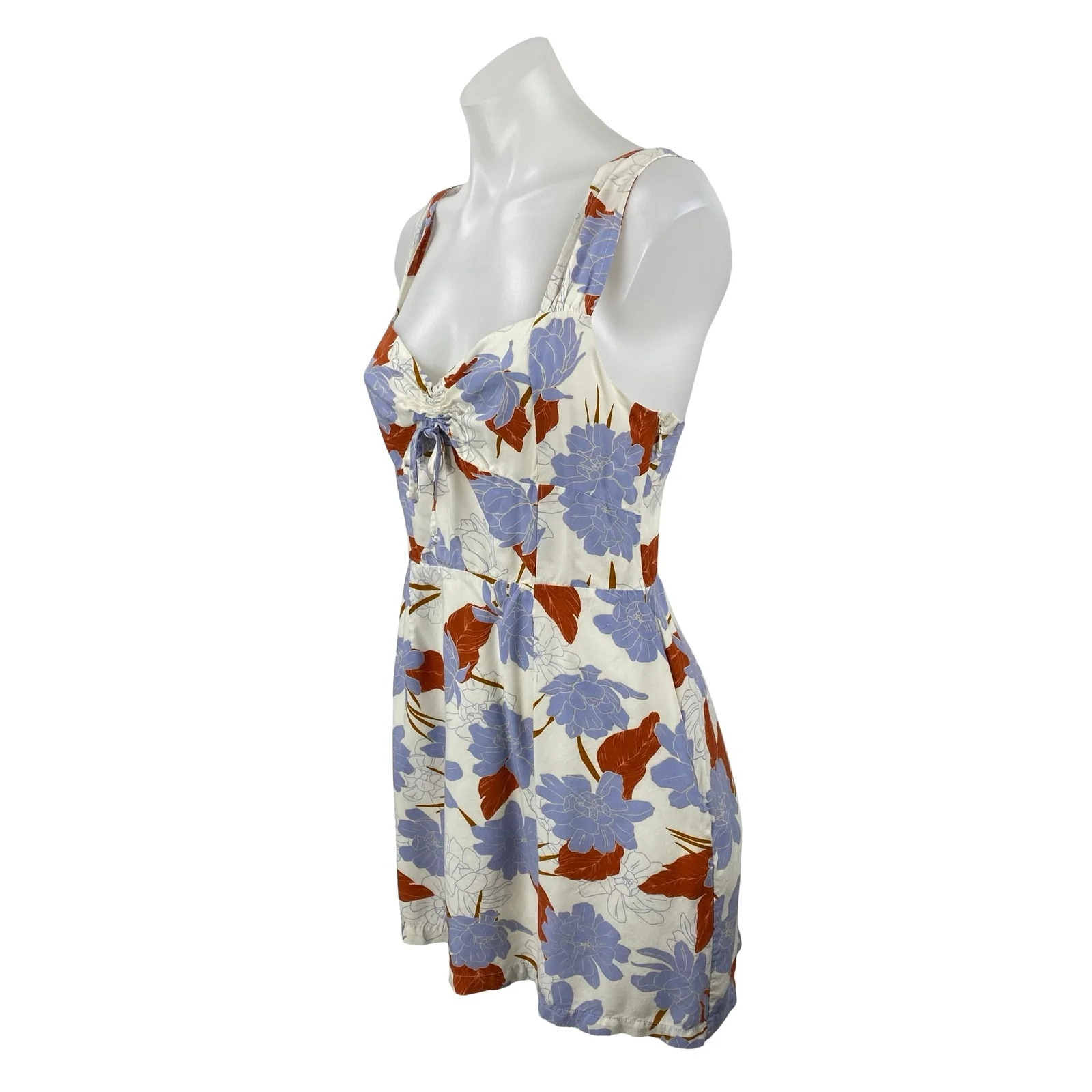 L Space Multicolor Floral Tie Sleeveless Sweetheart Smocked A Line Mini Dress M - Image 3