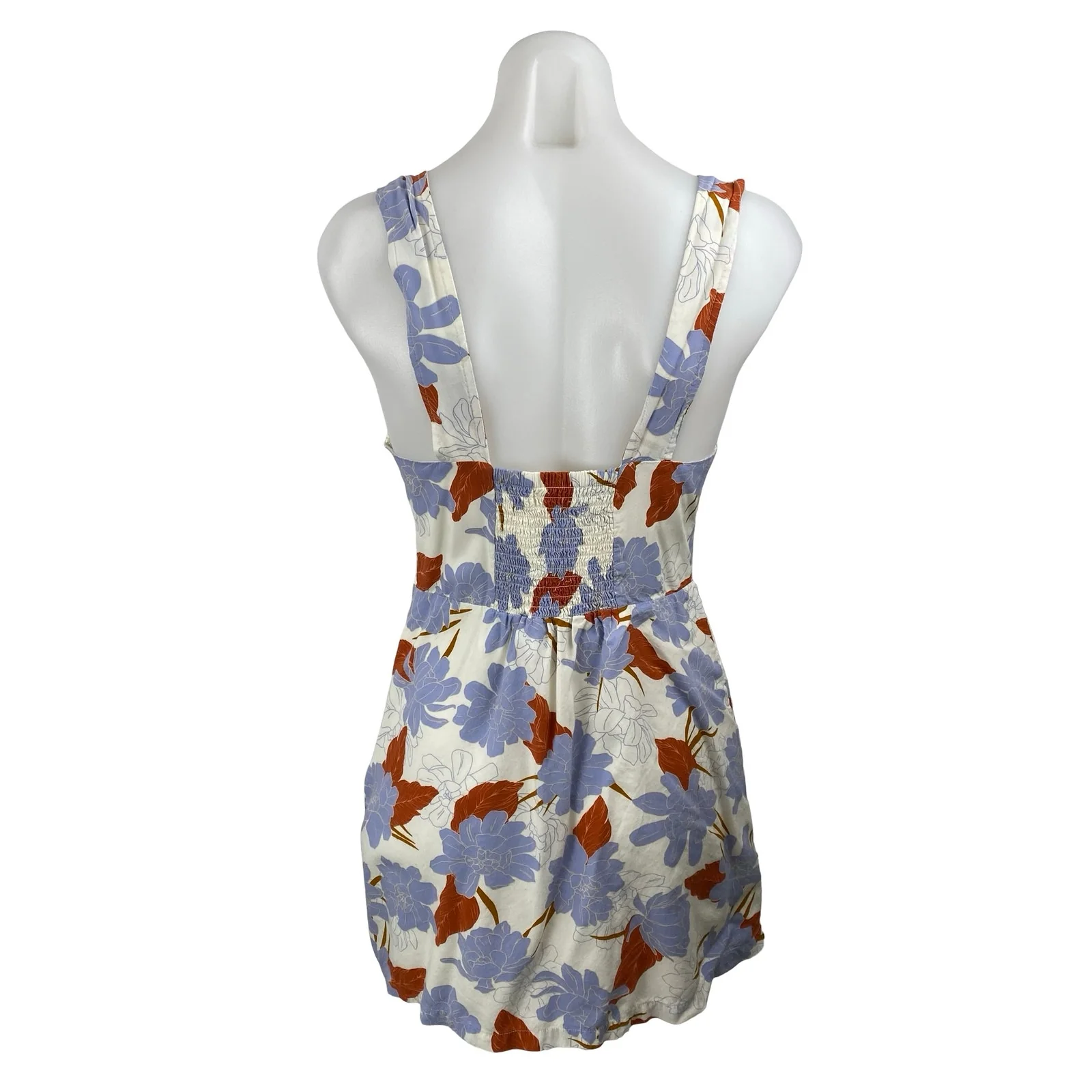 L Space Multicolor Floral Tie Sleeveless Sweetheart Smocked A Line Mini Dress M - Image 4