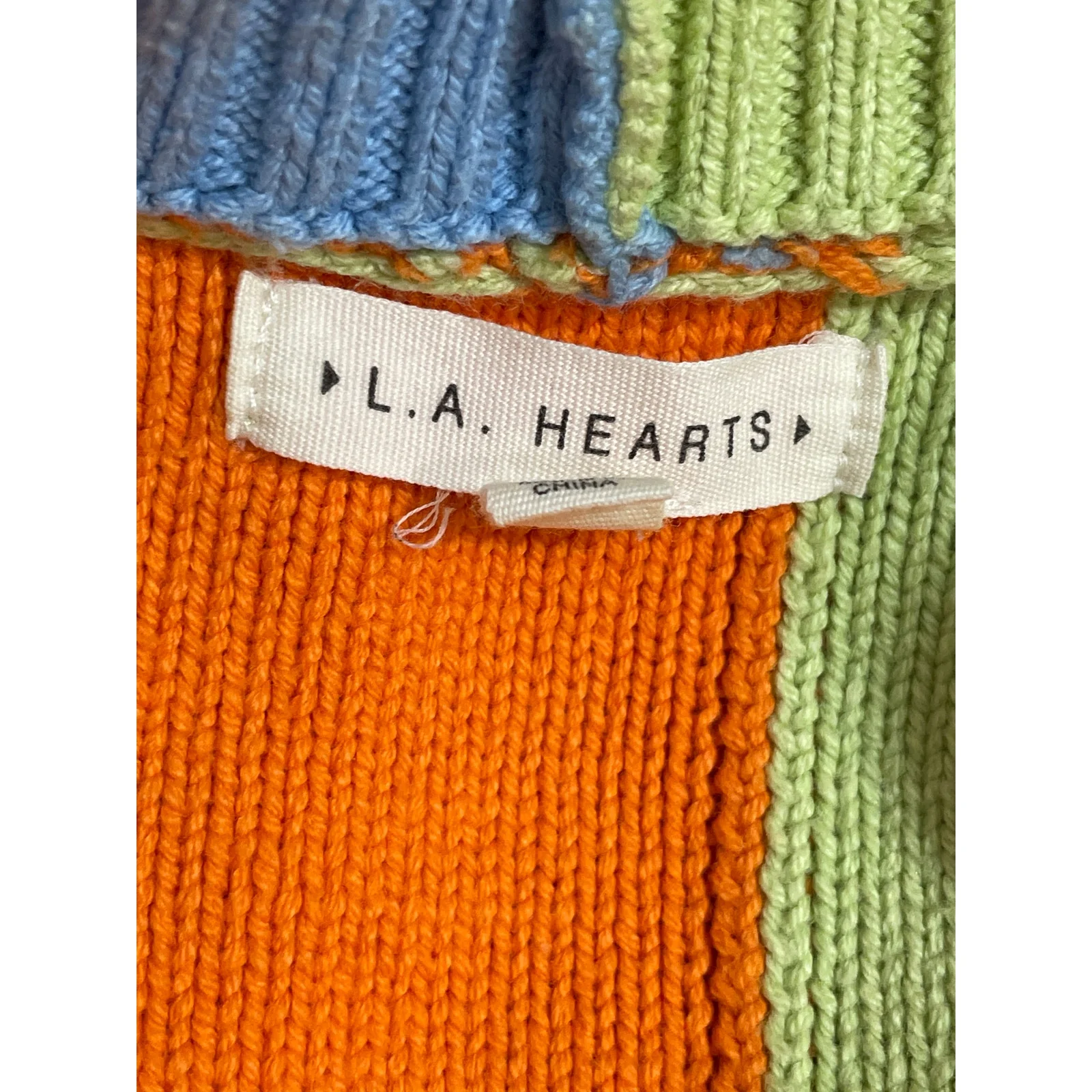LA Hearts Women's Color Block Chunky Knit Balloon Sleeve Cardigan Sweater Top L - Image 5