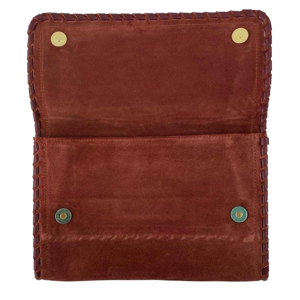 La Maroquinerie Sézane Brown Suede Leather Snap Pouch Purse Clutch Wristlet OS - Image 3