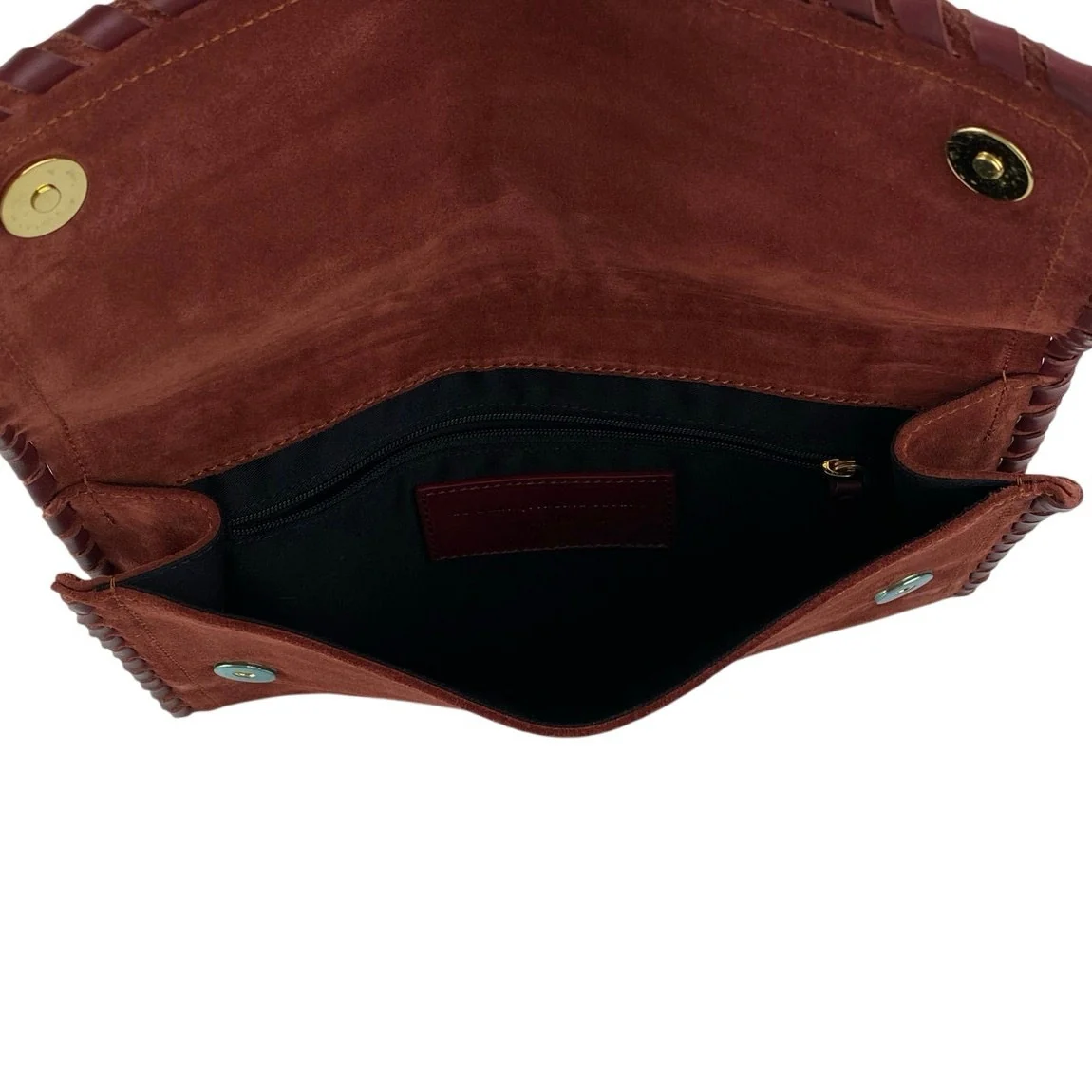 La Maroquinerie Sézane Brown Suede Leather Snap Pouch Purse Clutch Wristlet OS - Image 4
