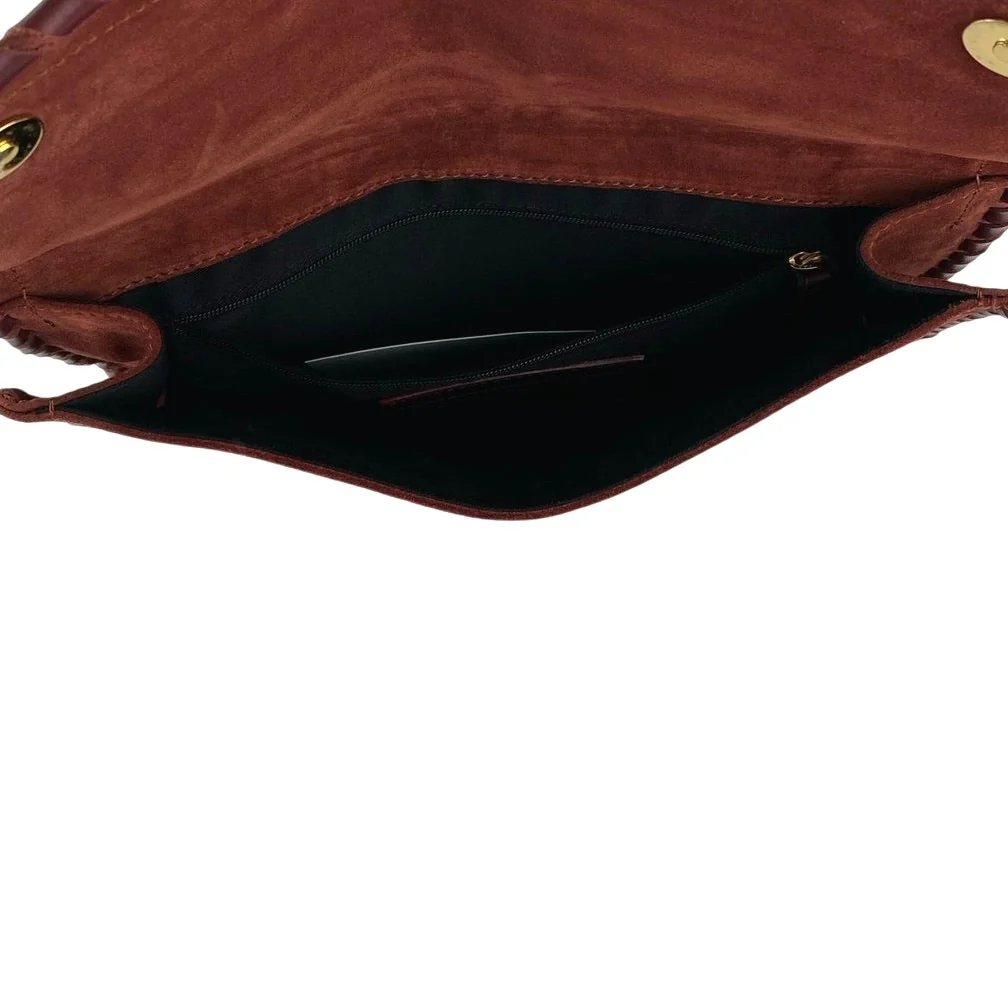La Maroquinerie Sézane Brown Suede Leather Snap Pouch Purse Clutch Wristlet OS - Image 5