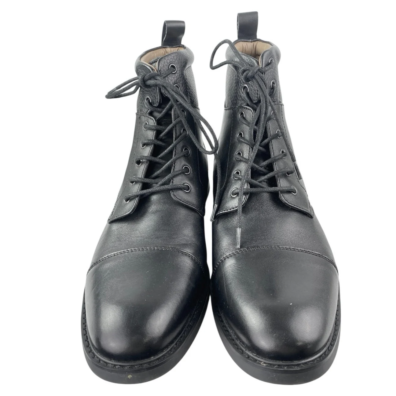 La Milano Alan Men's Black 100% Leather Lace Up Heel Combat Boots Size 10.5 - Image 2