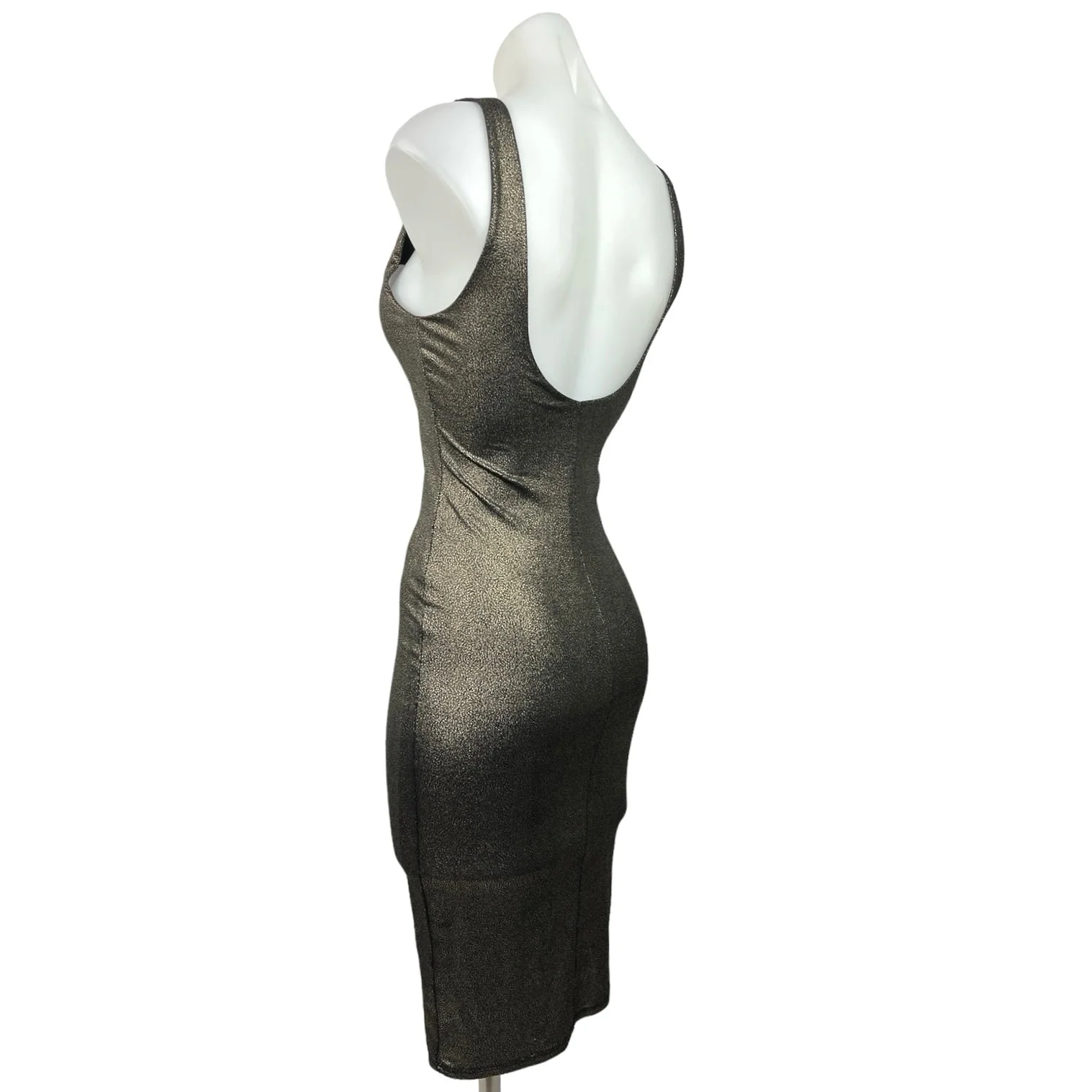 Lac Bleu Women's Black Sleeveless Square Neck Stretch Tank Bodycon Dress Size S - Image 2