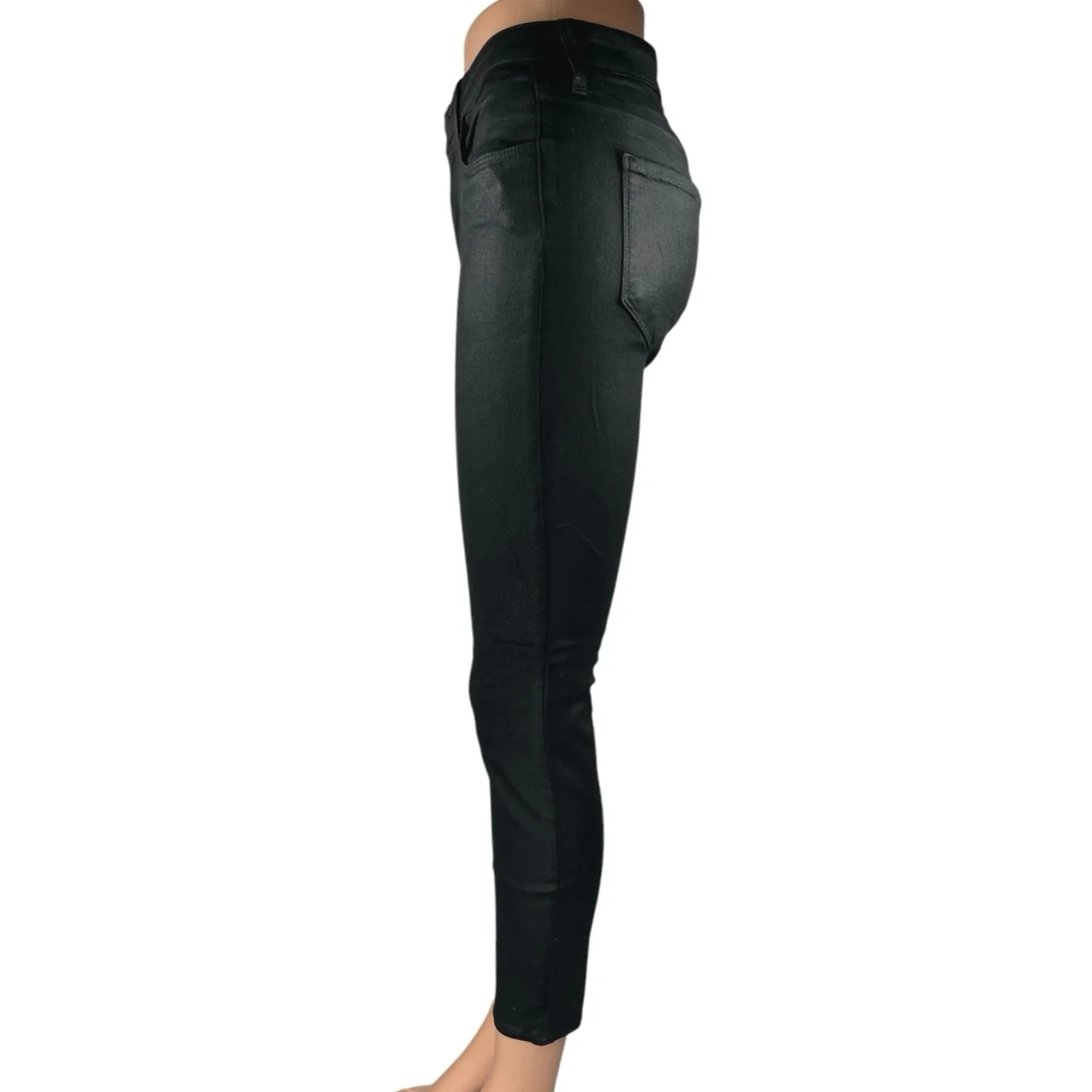 L'agence Women's Black Coated Faux Leather High Waist Skinny Jeans Pants Size 27 - Image 2