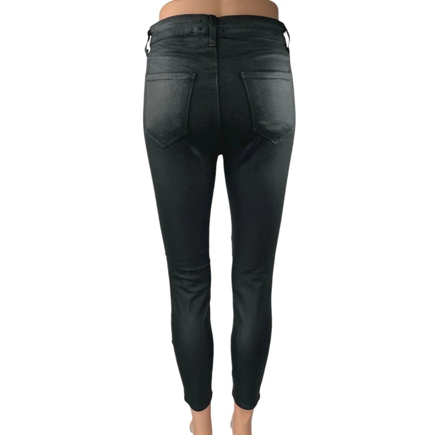 L'agence Women's Black Coated Faux Leather High Waist Skinny Jeans Pants Size 27 - Image 3