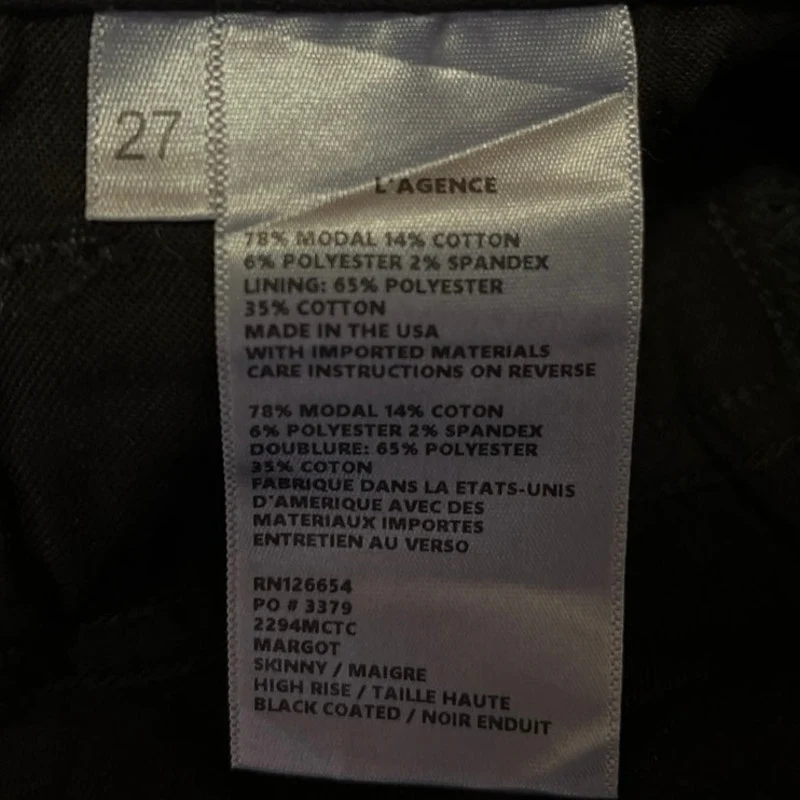 L'agence Women's Black Coated Faux Leather High Waist Skinny Jeans Pants Size 27 - Image 5