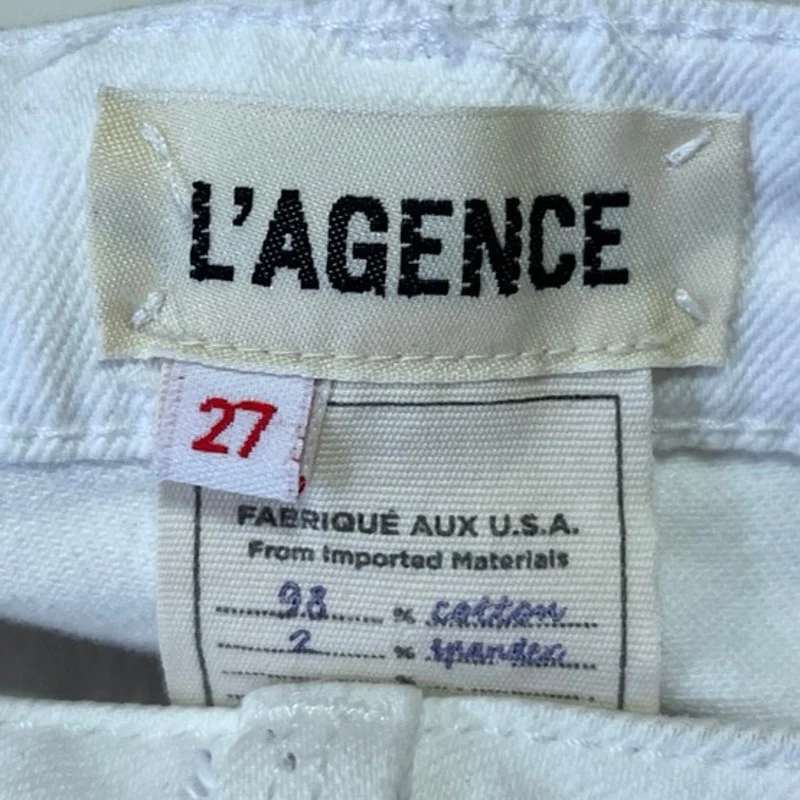L'Agence Women's White Mid Rise Zipper Bootcut Flared Denim Jeans Pants Size 27 - Image 4