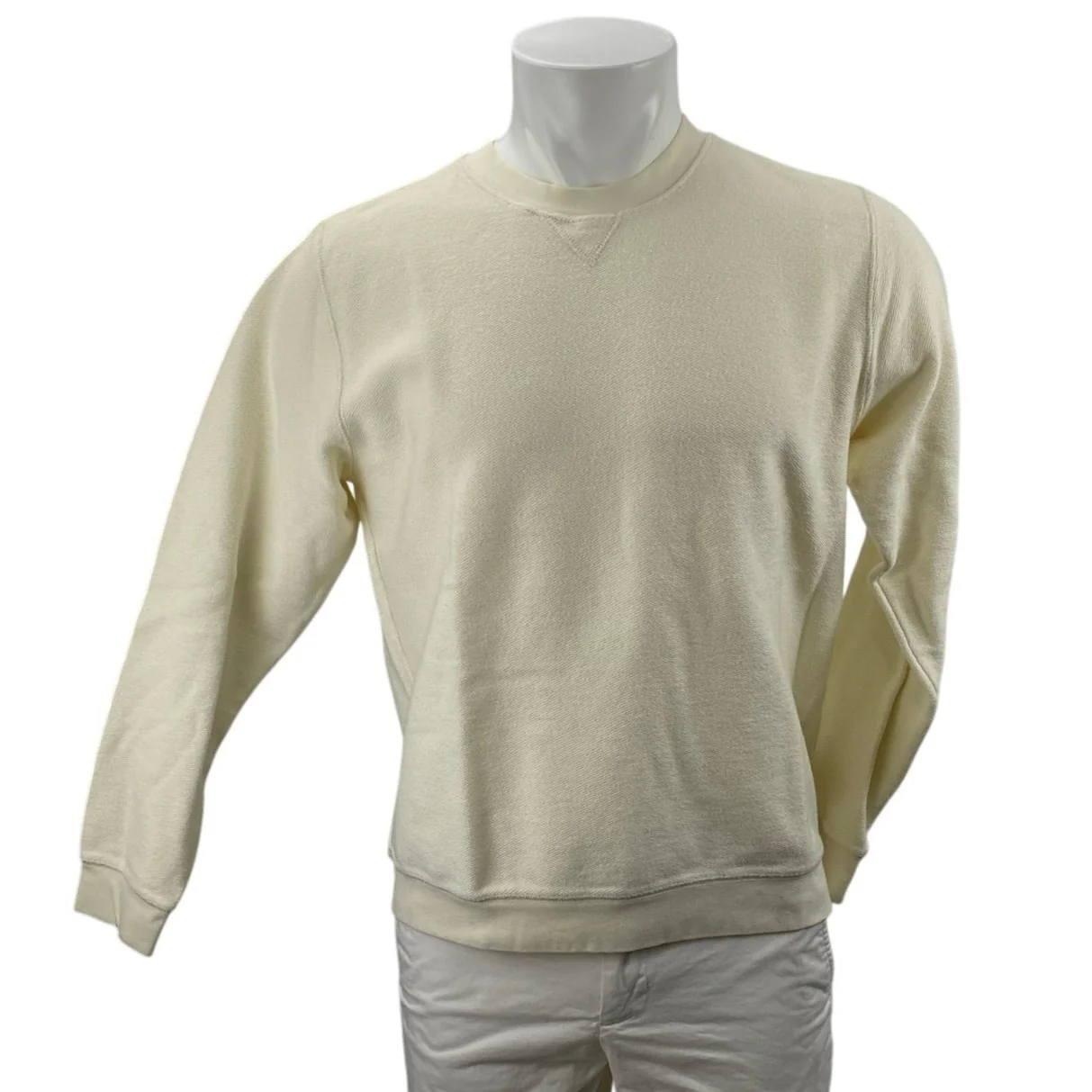 Lands' End Men's Cream Long Sleeve Crew Neck Pullover Sweater Sweatshirt Top  M