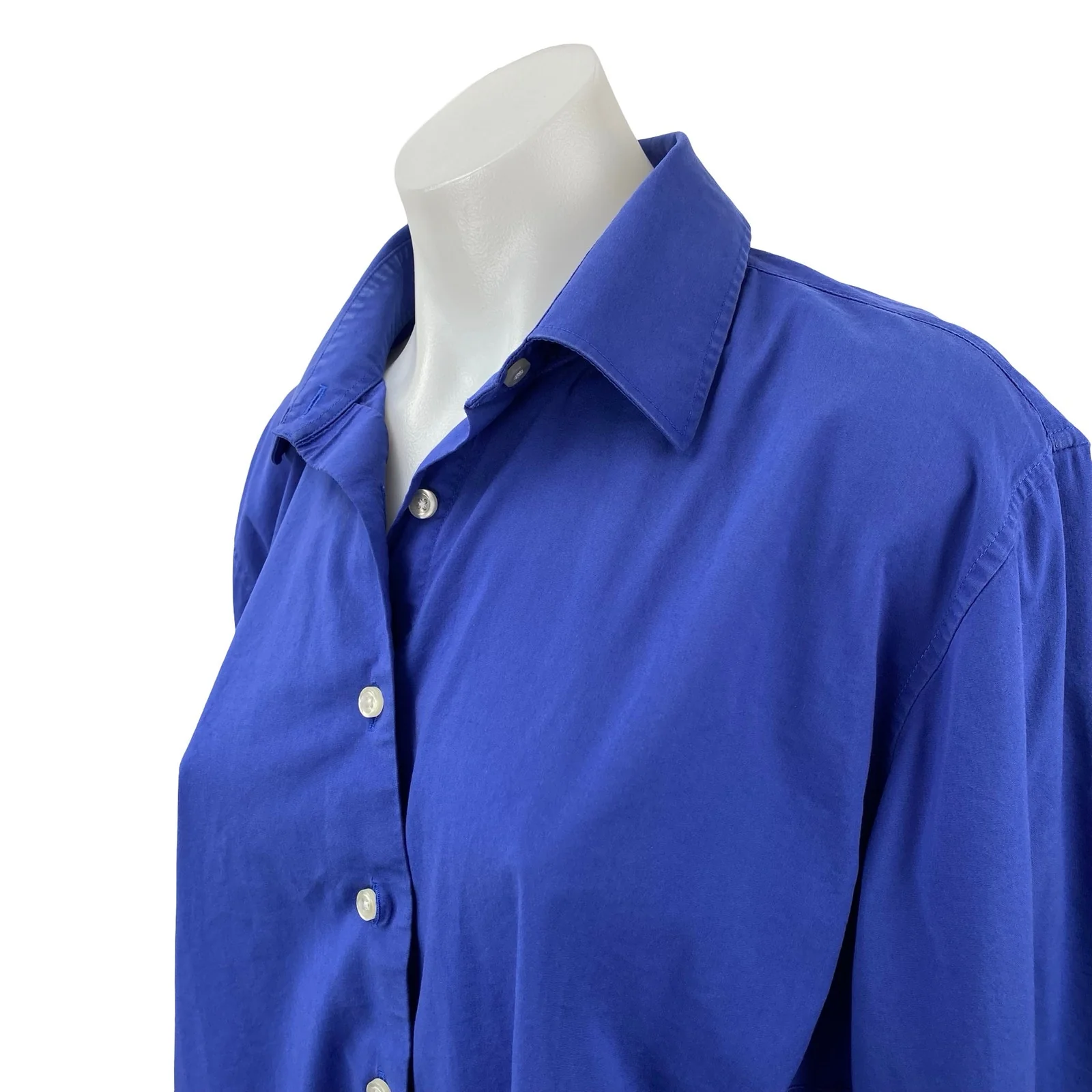 Lands' End Women's Cobalt Blue Long Sleeve Button Down Blouse Shirt Top Size 16 - Image 3