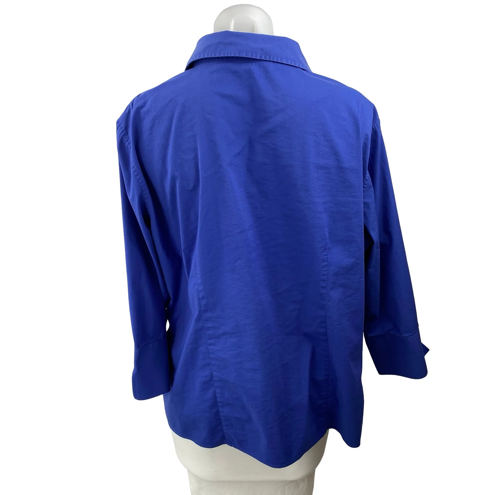Lands' End Women's Cobalt Blue Long Sleeve Button Down Blouse Shirt Top Size 16 - Image 4