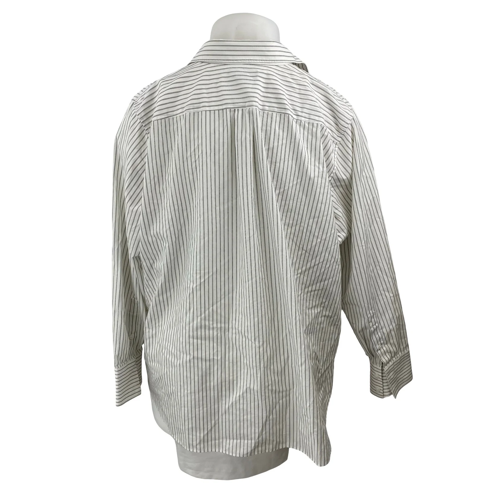 Lands' End Women's White Black Striped Long Sleeve Button Down Shirt Top 24W - Image 4