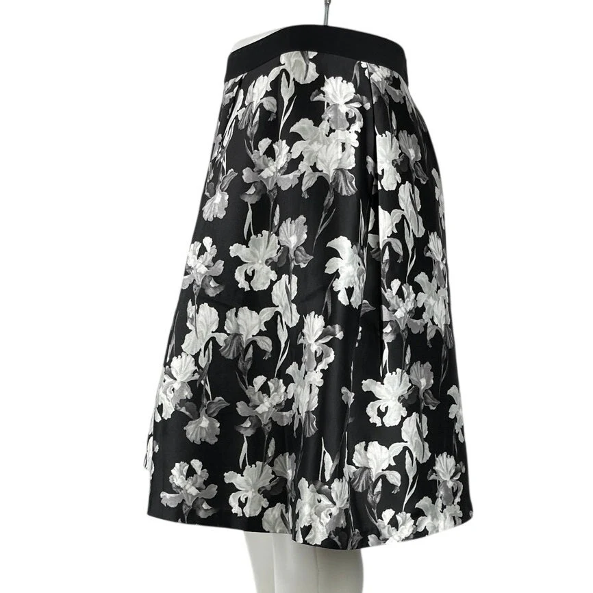 Lane Bryant Prabal Gurung Black Floral High Waist A Line Knee Length Skirt Sz 16 - Image 3