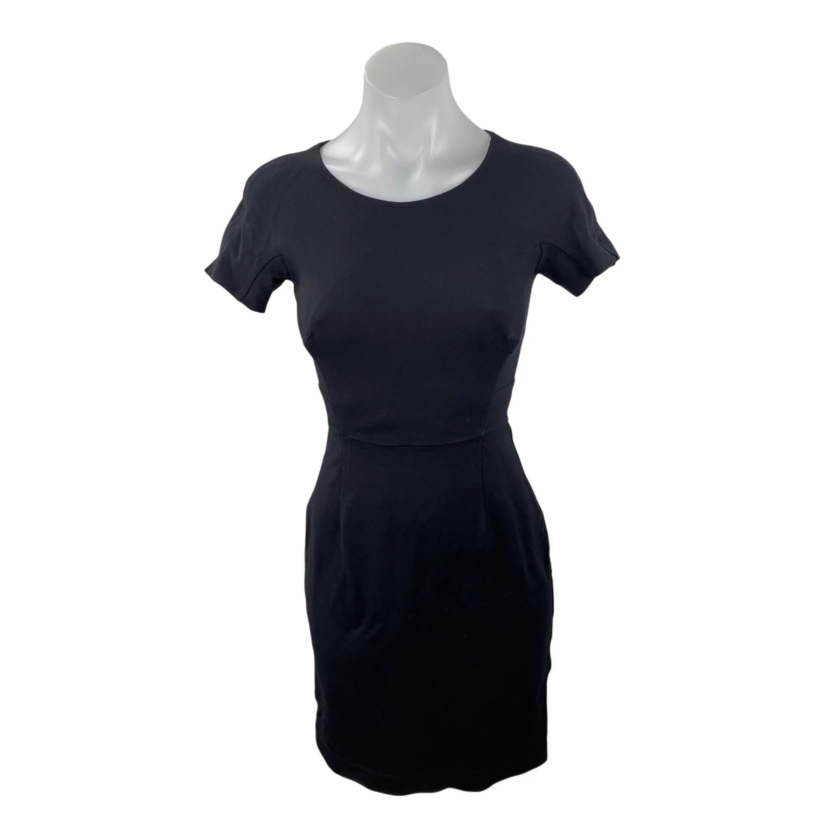 Lark & Ro Women's Black Short Sleeve Round Neck T Shirt Mini Bodycon Dress Sz 0