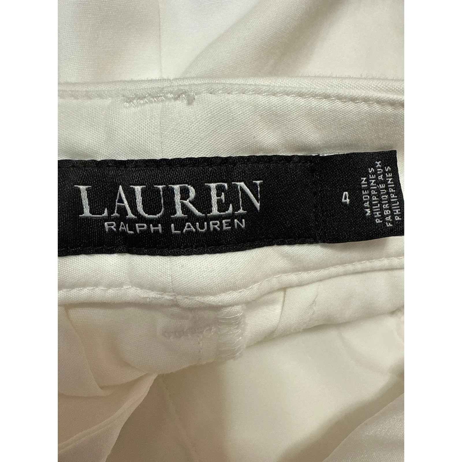 Lauren Ralph Lauren Women's White High Waisted Straight Leg Trousers Pants Sz 4 - Image 4