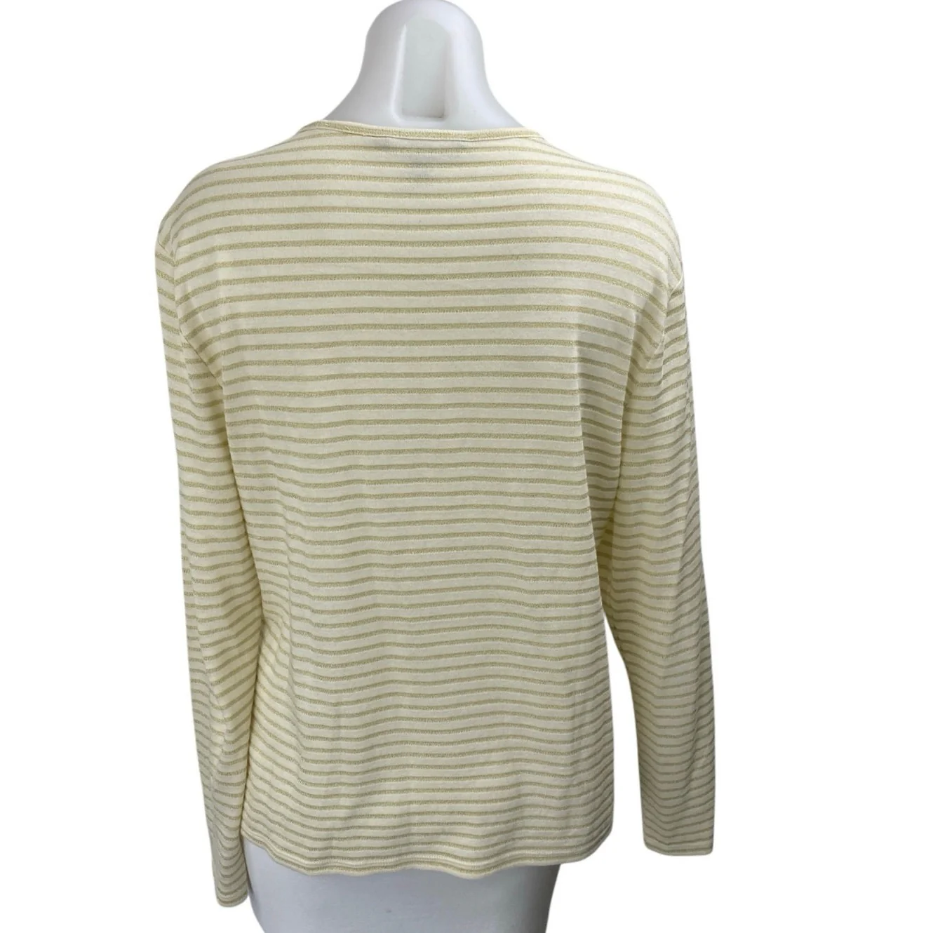 Lauren Ralph Lauren Women's Yellow Striped Long Sleeve T Shirt Tee Top Size XL - Image 2