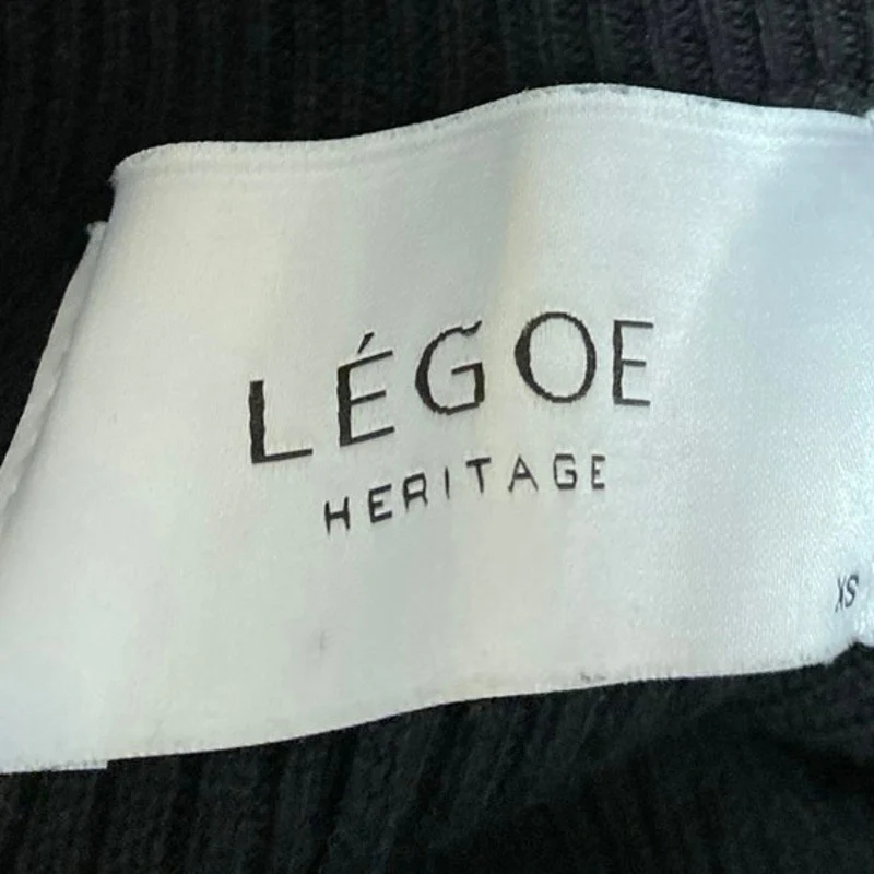 Legoe Heritage Womens Black Rib Knit Straight Leg High Waist Trousers Pants XS - Image 4