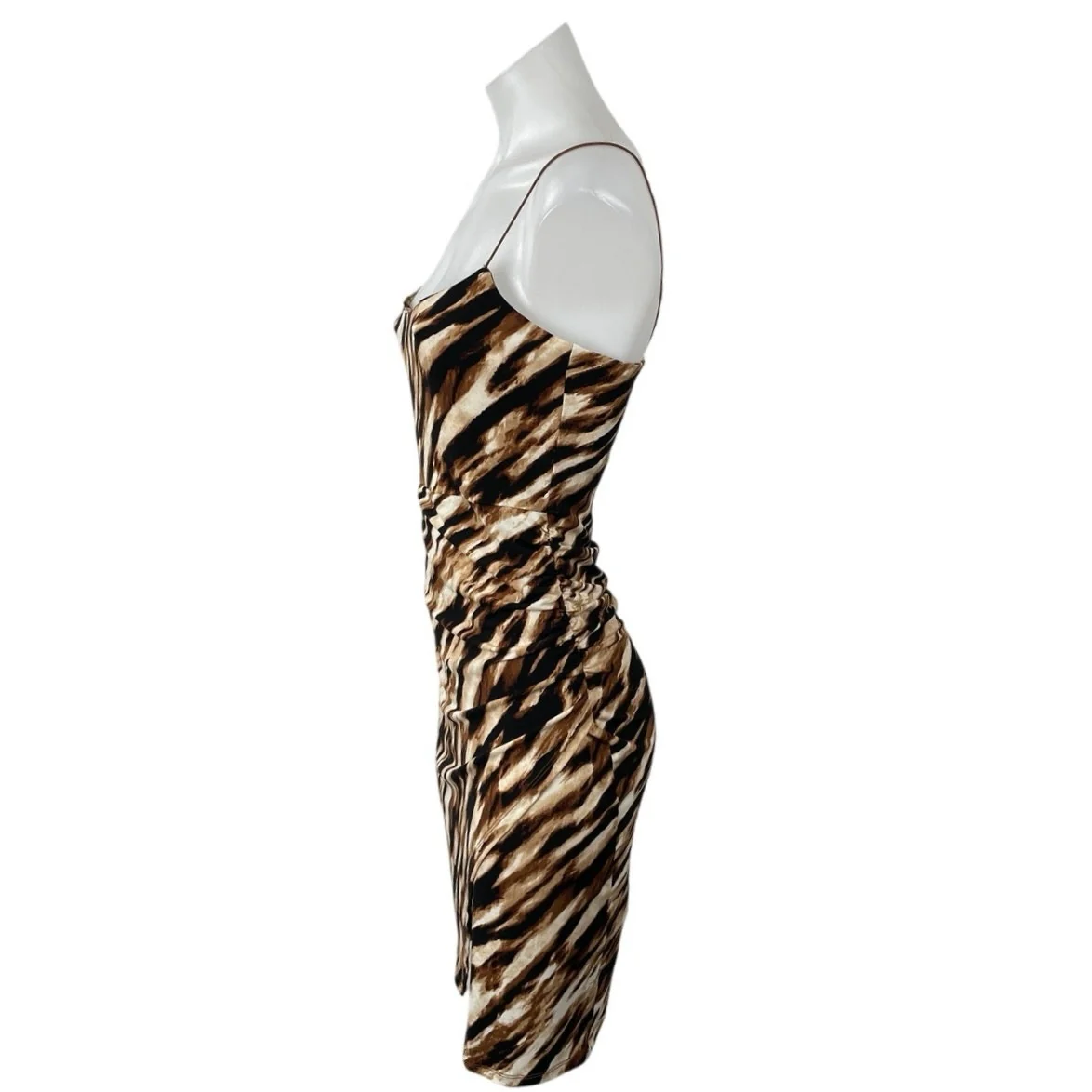 Leith Brown Black Zebra Sleeveless Split Cami Camisole Mini Bodycon Dress Size S - Image 3