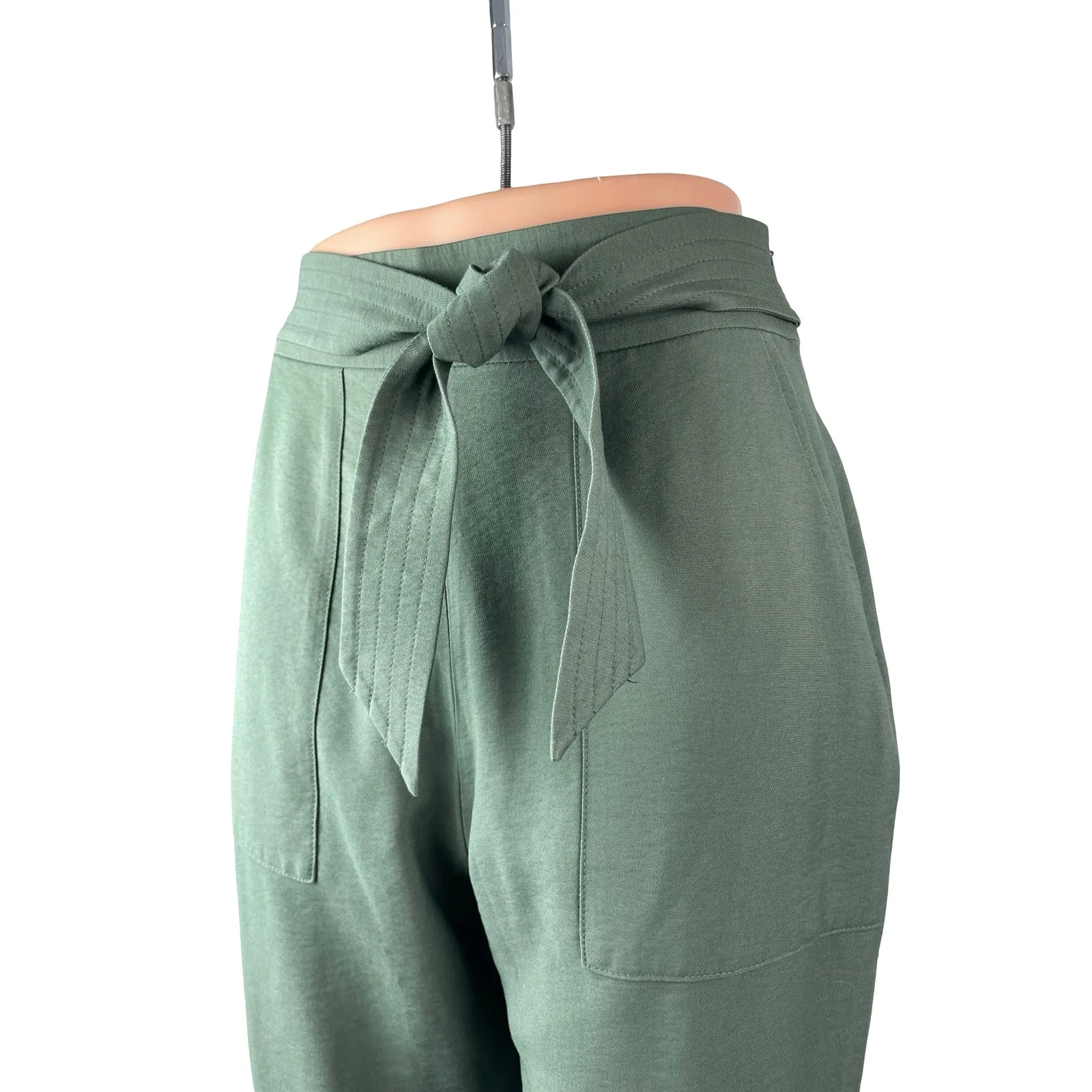 Leith Women's Green Bow Tie Knot High Waisted Straight Trousers Pants Size XS - Image 2