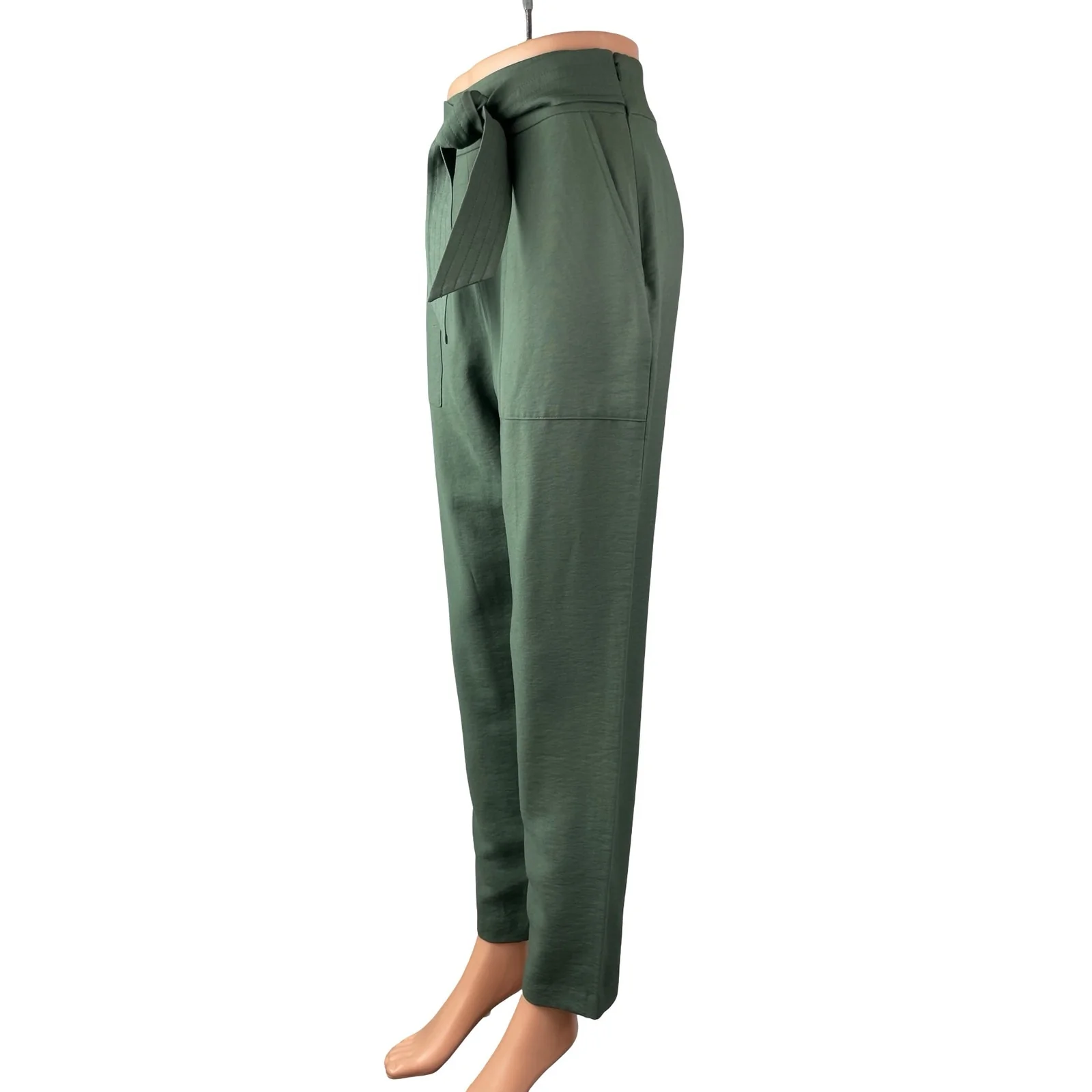 Leith Women's Green Bow Tie Knot High Waisted Straight Trousers Pants Size XS - Image 3