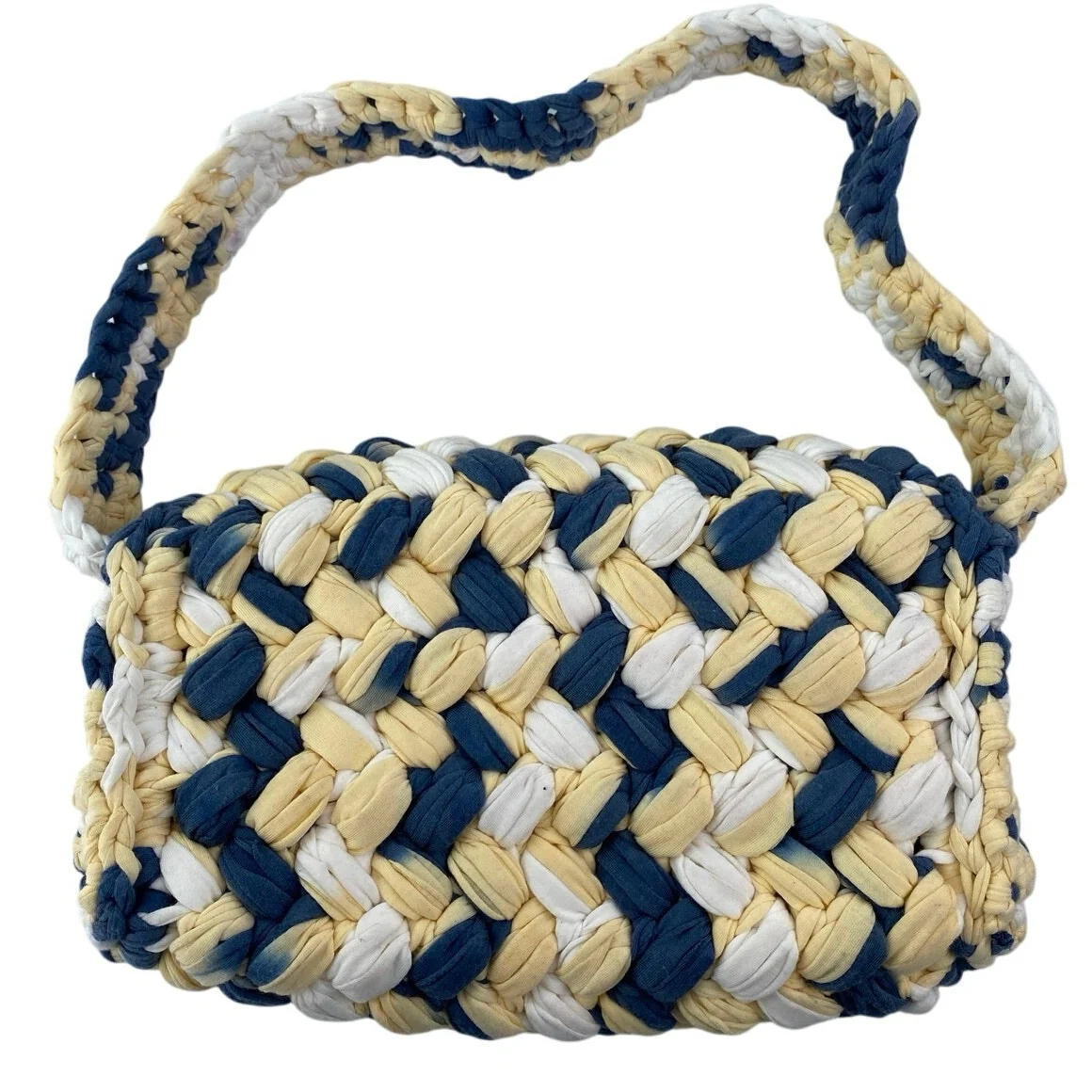Lele Sadoughi Abalone Blue Yellow Braided Lyle Snap Shoulder Bag Handbag OS - Image 2