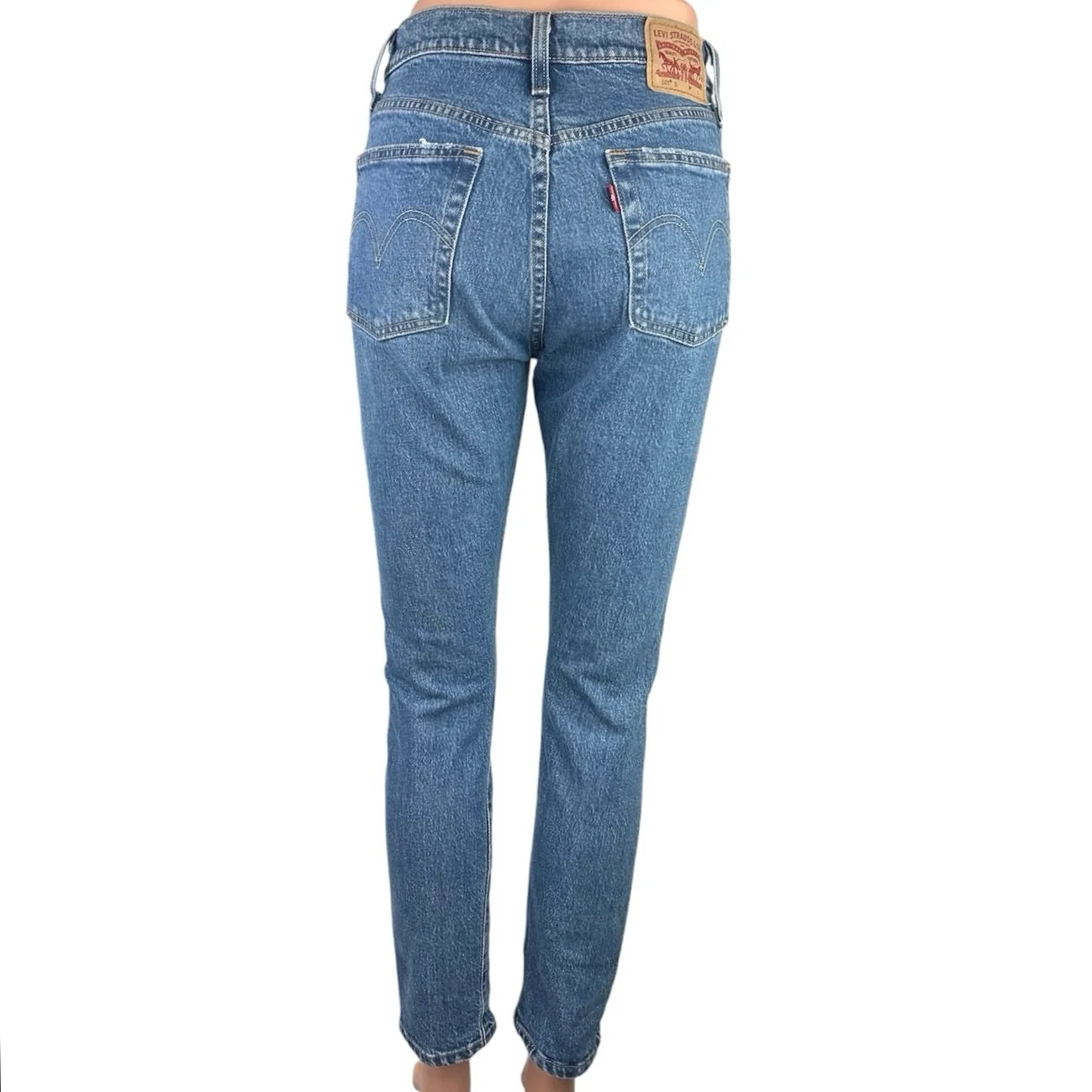 Levi Strauss & Co. 501 Blue High Rise Tapered Leg Distressed Crop Jeans Size 25 - Image 3