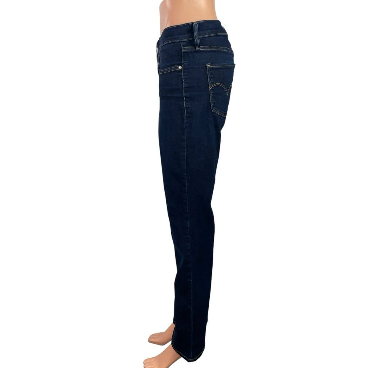Levi's 314 Women's Dark Blue Mid Rise Shaping Slim Straight Denim Jeans Pants 27 - Image 2