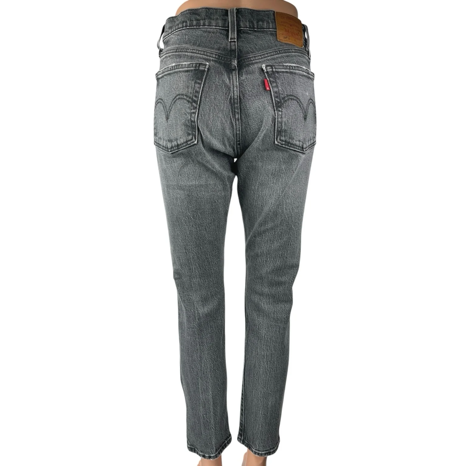 Levi's 501 Swan Island Gray Wash High Waist Stretch Skinny Denim Jeans Size 26 - Image 3