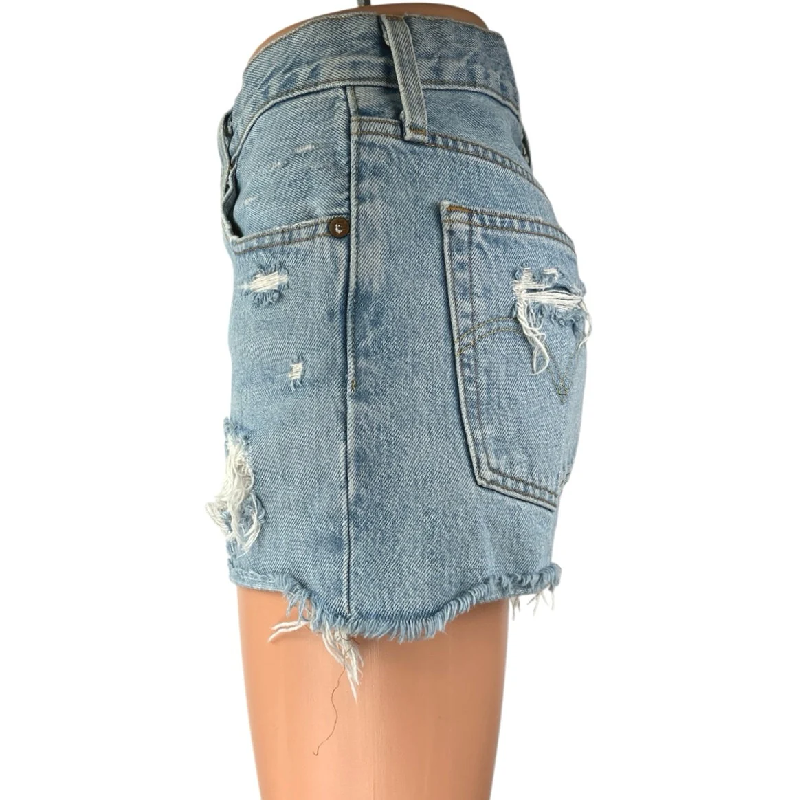Levi's 501 Women's Blue High Rise Distressed Cut Off Denim Jeans Shorts Size S - Image 2