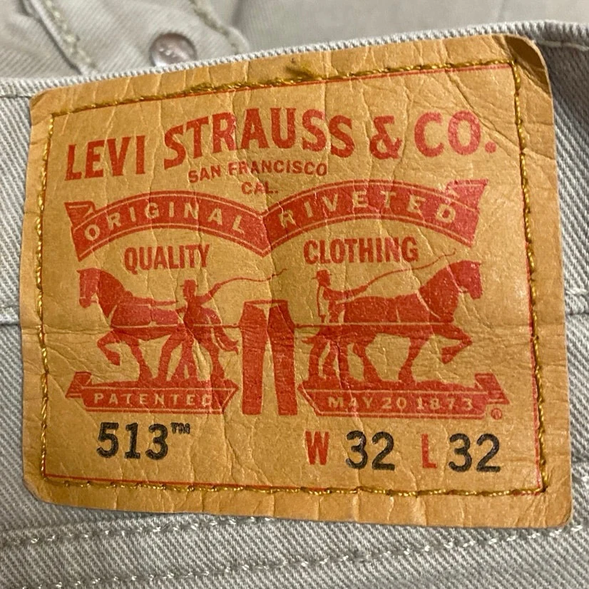 Levi's 513 Men's Beige Khaki Mid Rise Skinny Leg Slim Fit Denim Jeans Pants 32 - Image 4