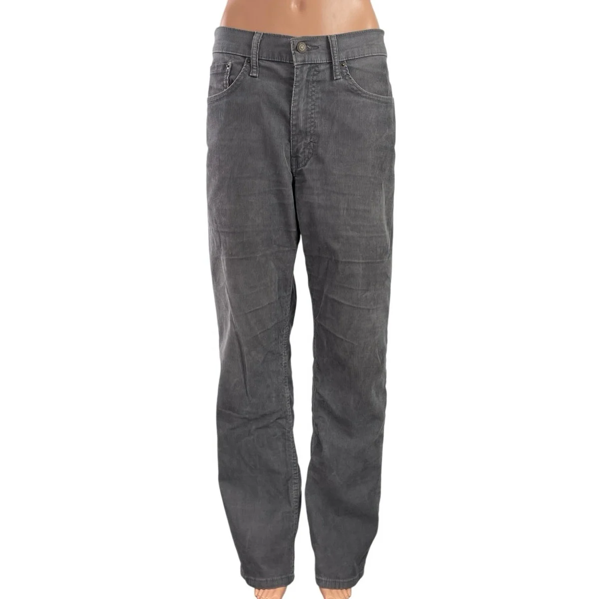 Levi's 514 Womens Gray Corduroy High Rise Straight Leg Denim Jeans Pants Size 34